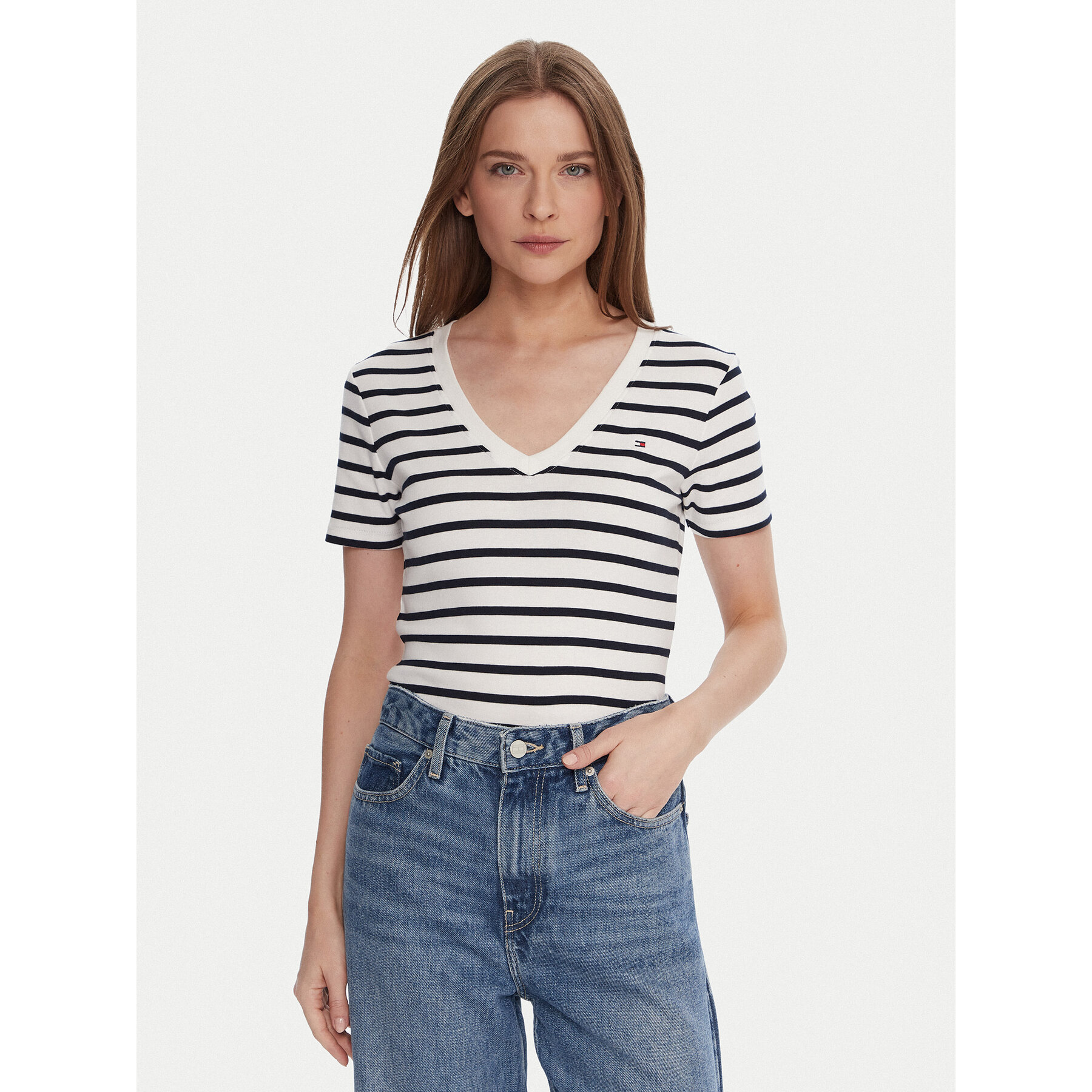 Tommy Hilfiger T-Shirt WW0WW40584 Weiß Regular Fit