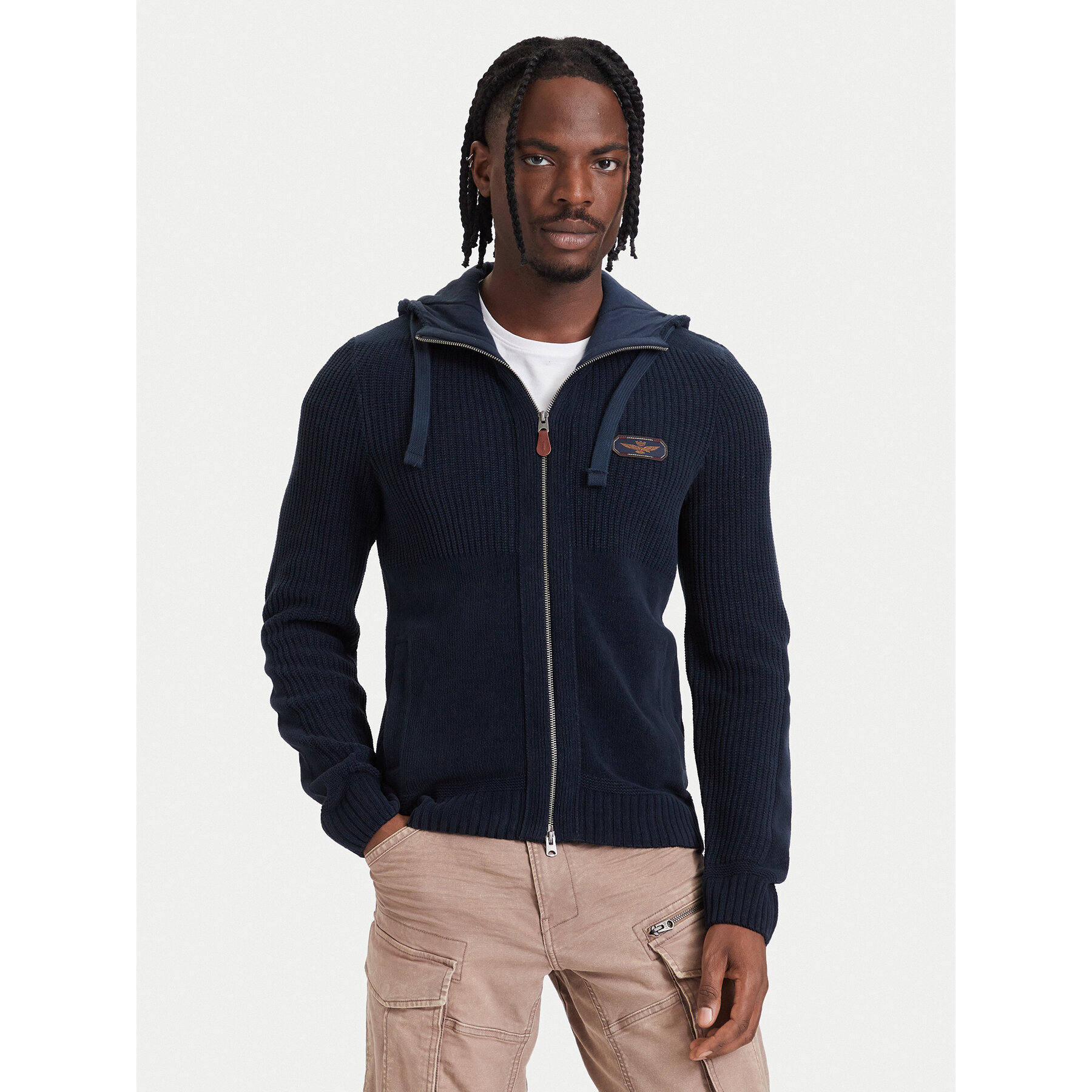 Aeronautica Militare Strickjacke 262MA1671UL00954 Dunkelblau Regular Fit