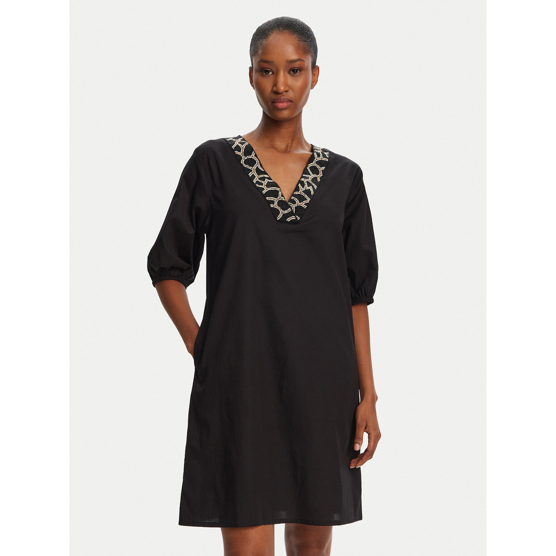 Selmark Sommerkleid BN198 Schwarz Relaxed Fit