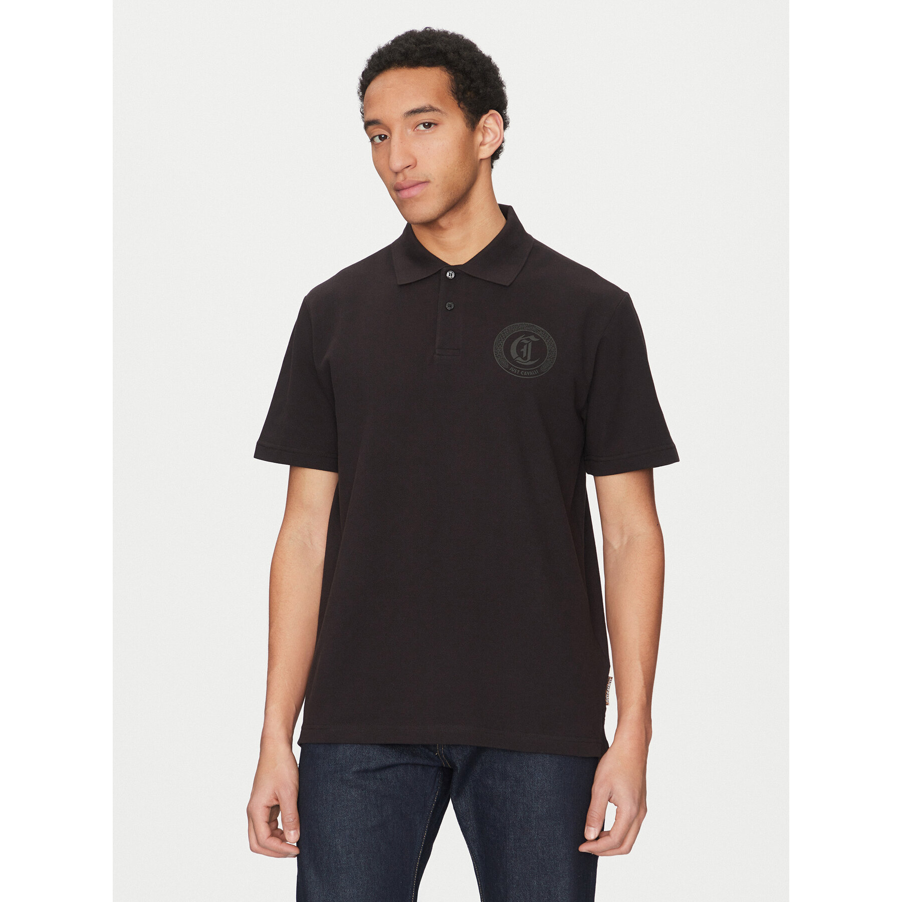 Just Cavalli Polo majica 78OAGT01 Črna Regular Fit