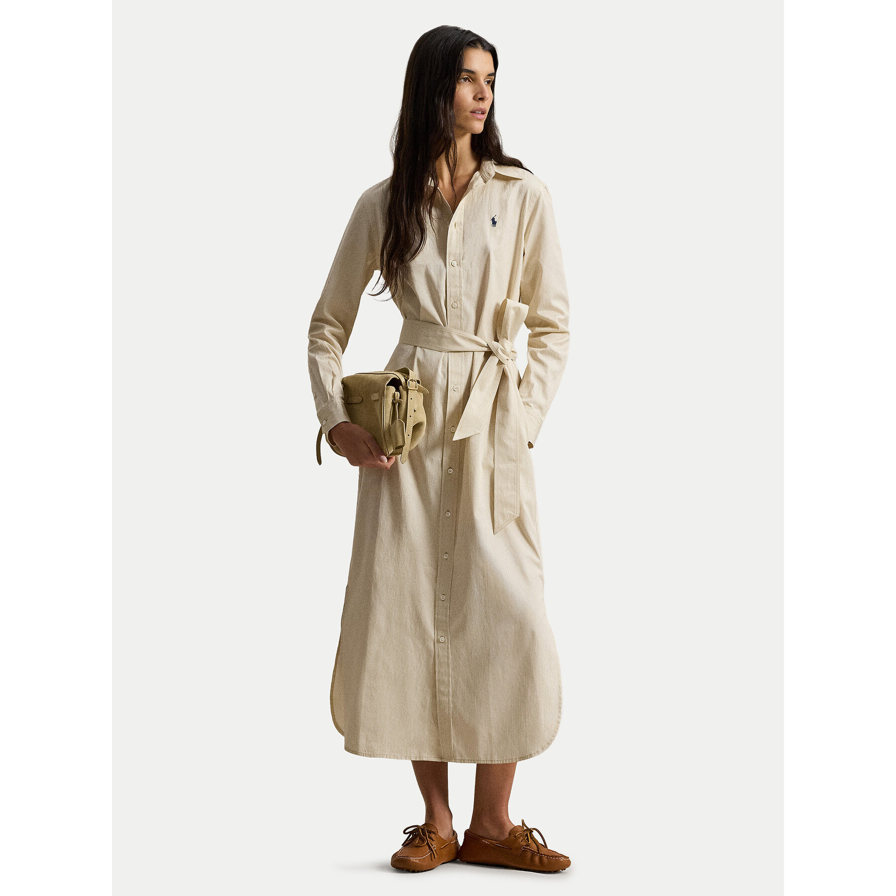 Polo Ralph Lauren Hemdkleid 211A96362002 Beige Regular Fit