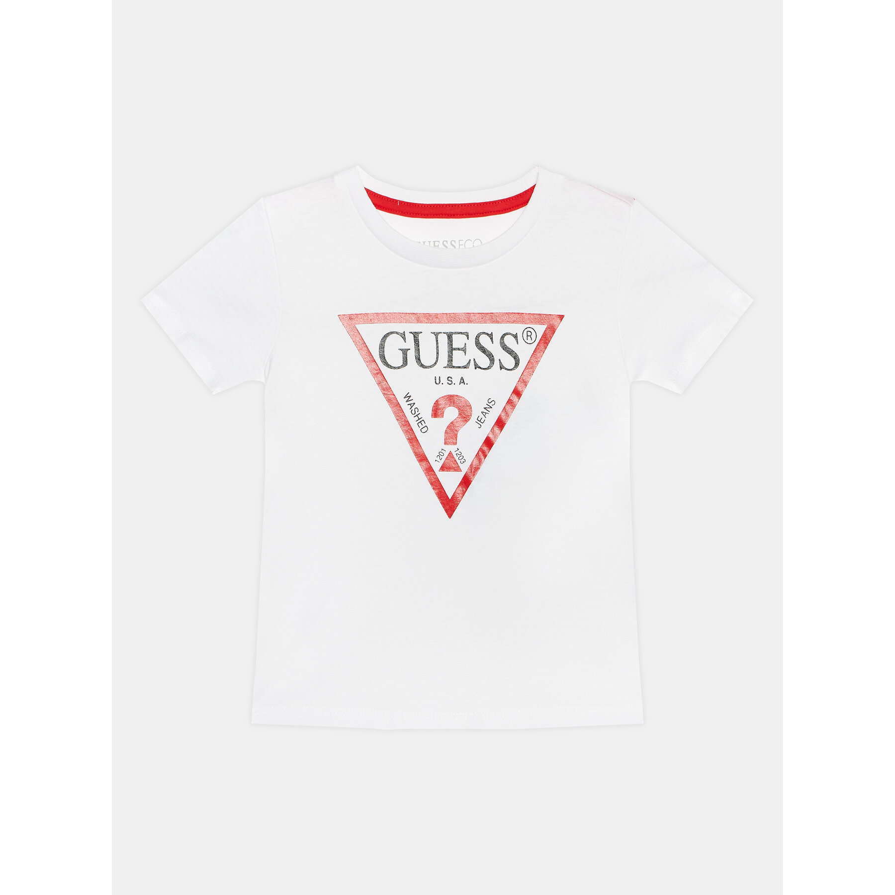 Guess T-Shirt N73I55 K8HM0 Weiß Regular Fit, Größe 6Y