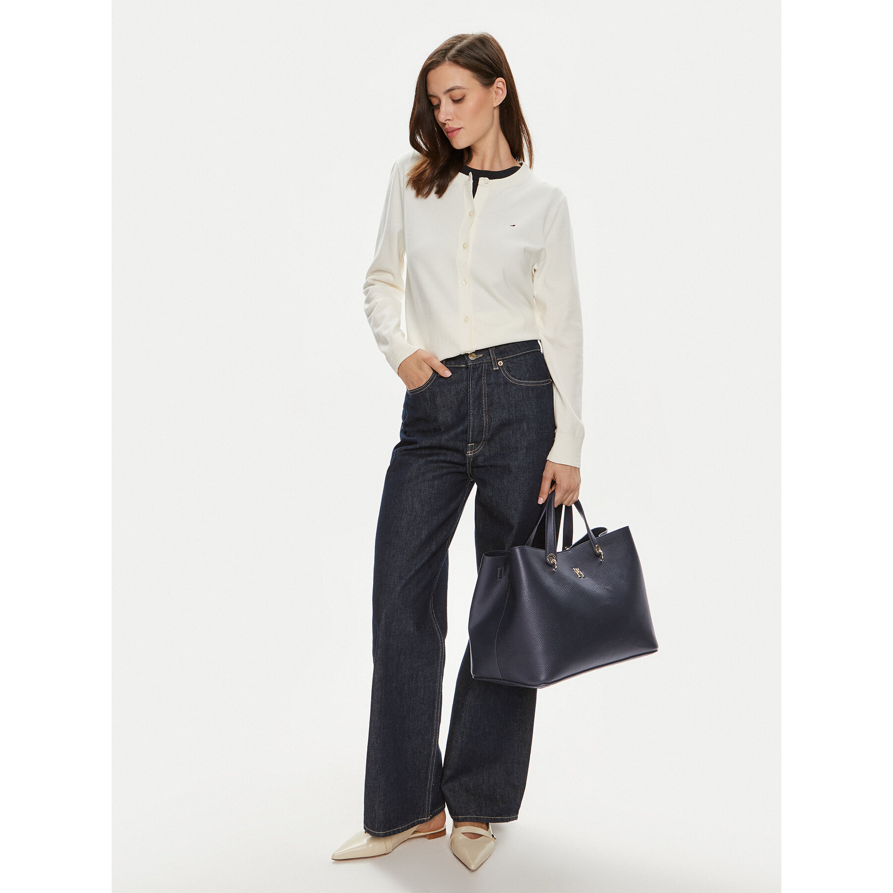 Borsetta Tommy Hilfiger Th Emblem Satchel AW0AW15177 Blu scuro