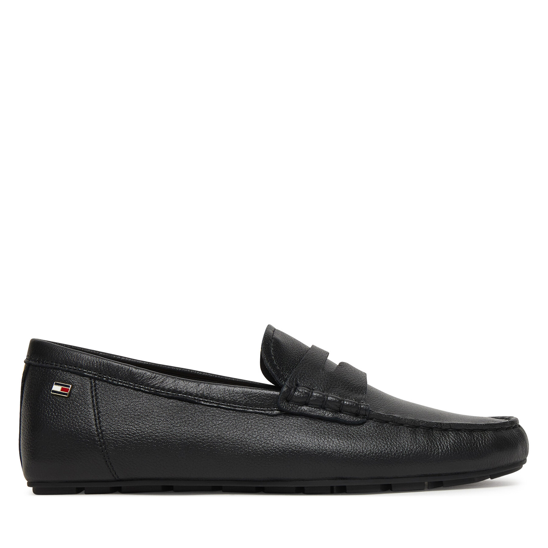 Μοκασίνια Tommy Hilfiger Flag Leather Driver Loafer FW0FW09350 Μαύρο