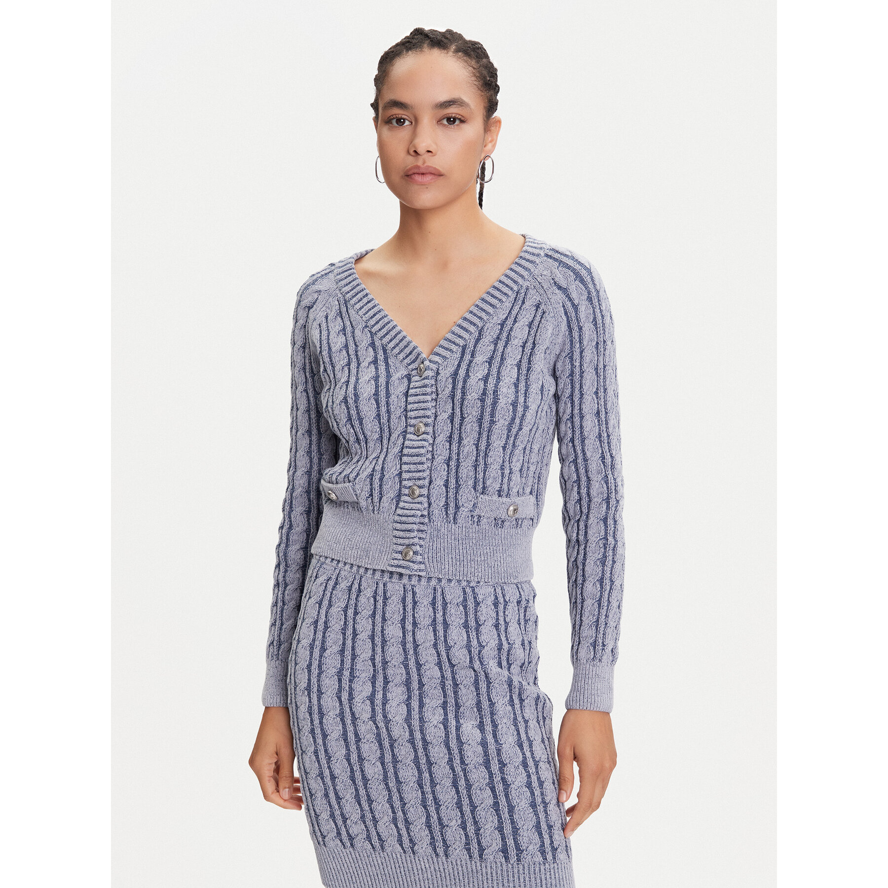 Guess Strickjacke W5YR15 Z3OU0 Blau Regular Fit