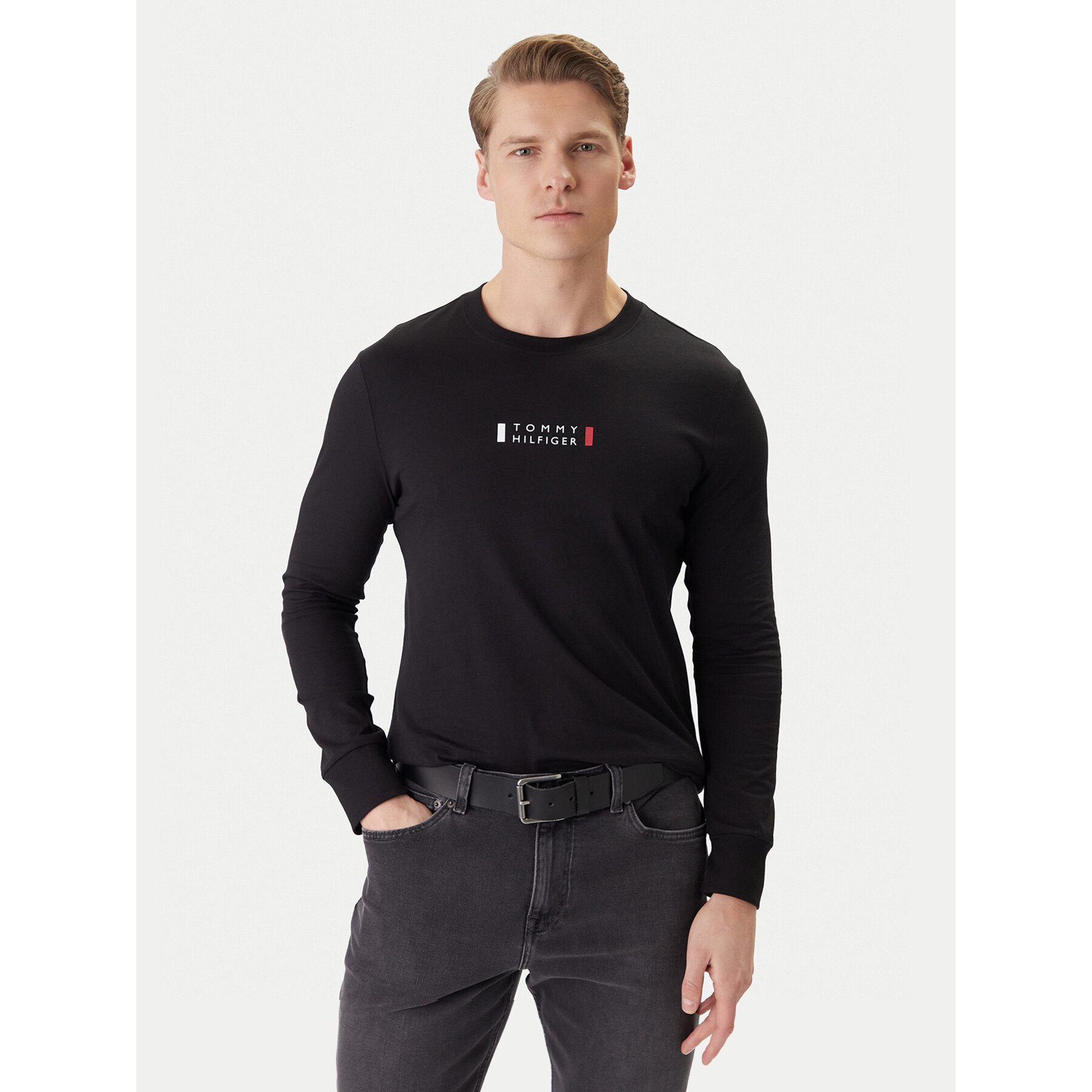 Tommy Hilfiger Longsleeve Brand Love Ls Tee MW0MW41454 Schwarz Slim Fit