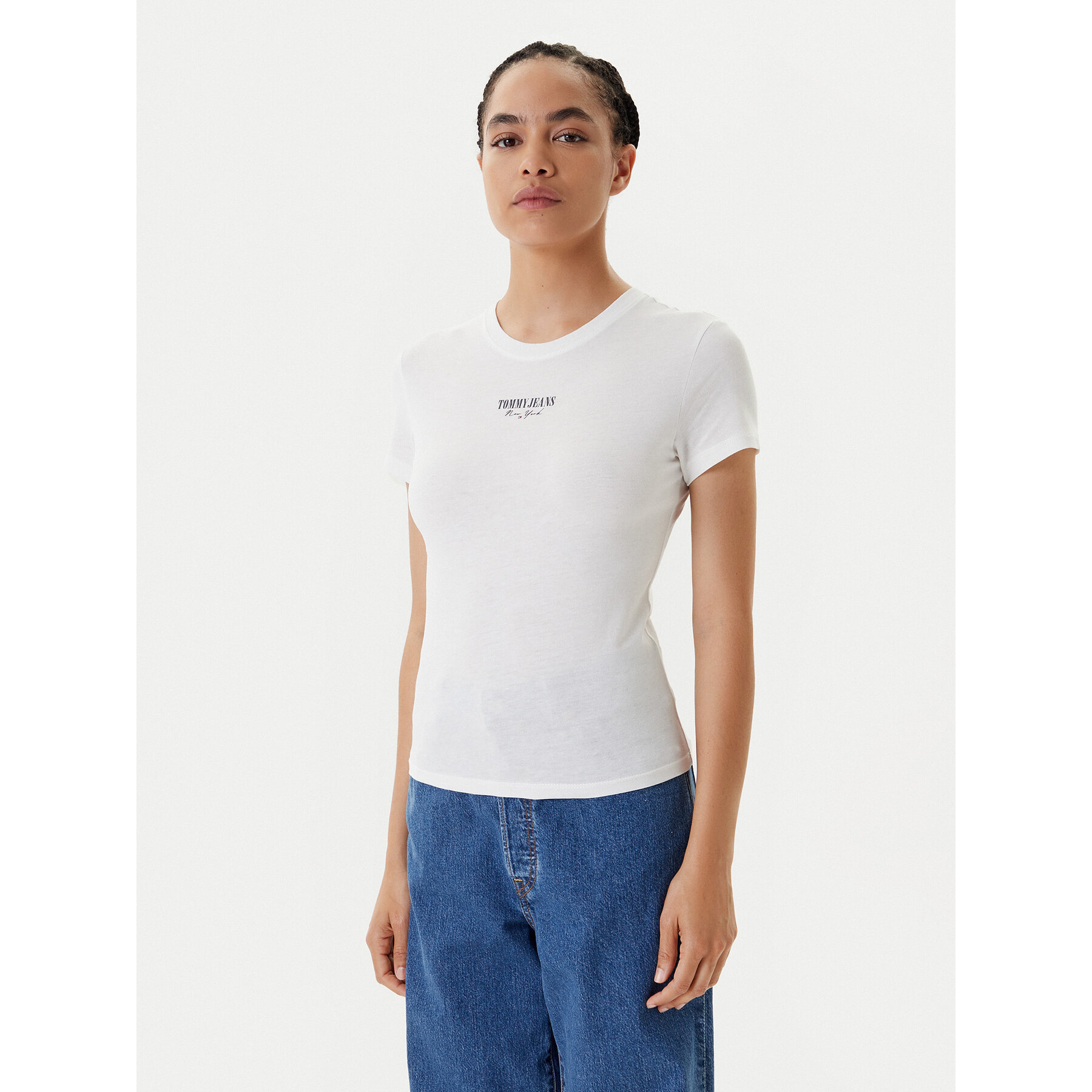 Tommy Jeans Póló Essential DW0DW20913 Fehér Slim Fit