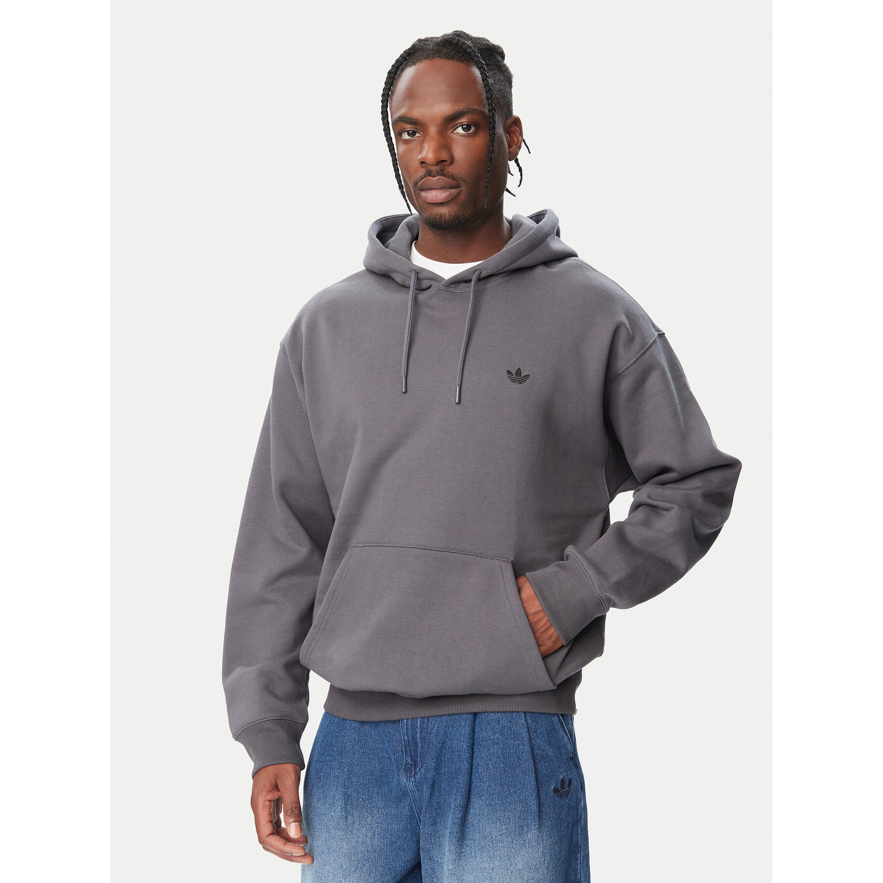 adidas Sweatshirt Trefoil Essentials LL1059 Dunkelgrau Loose Fit