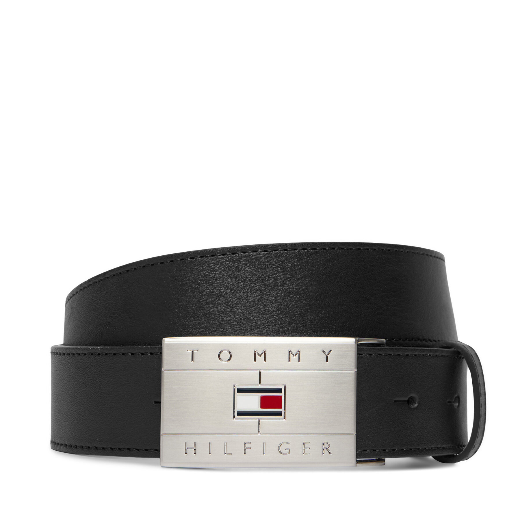 Curea Tommy Hilfiger Th Flag Plaque Belt AM0AM14322 Negru