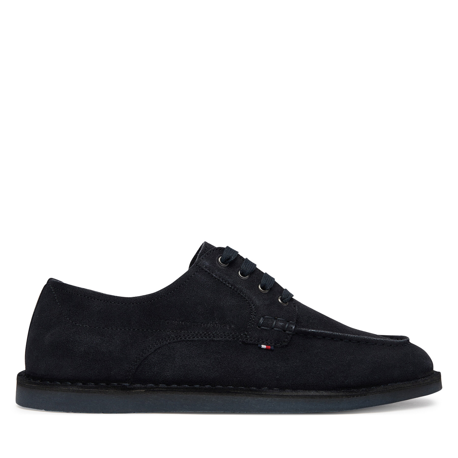 Nizki čevlji Tommy Hilfiger Stitchdown Suede Derby FM0FM05841 Mornarsko modra