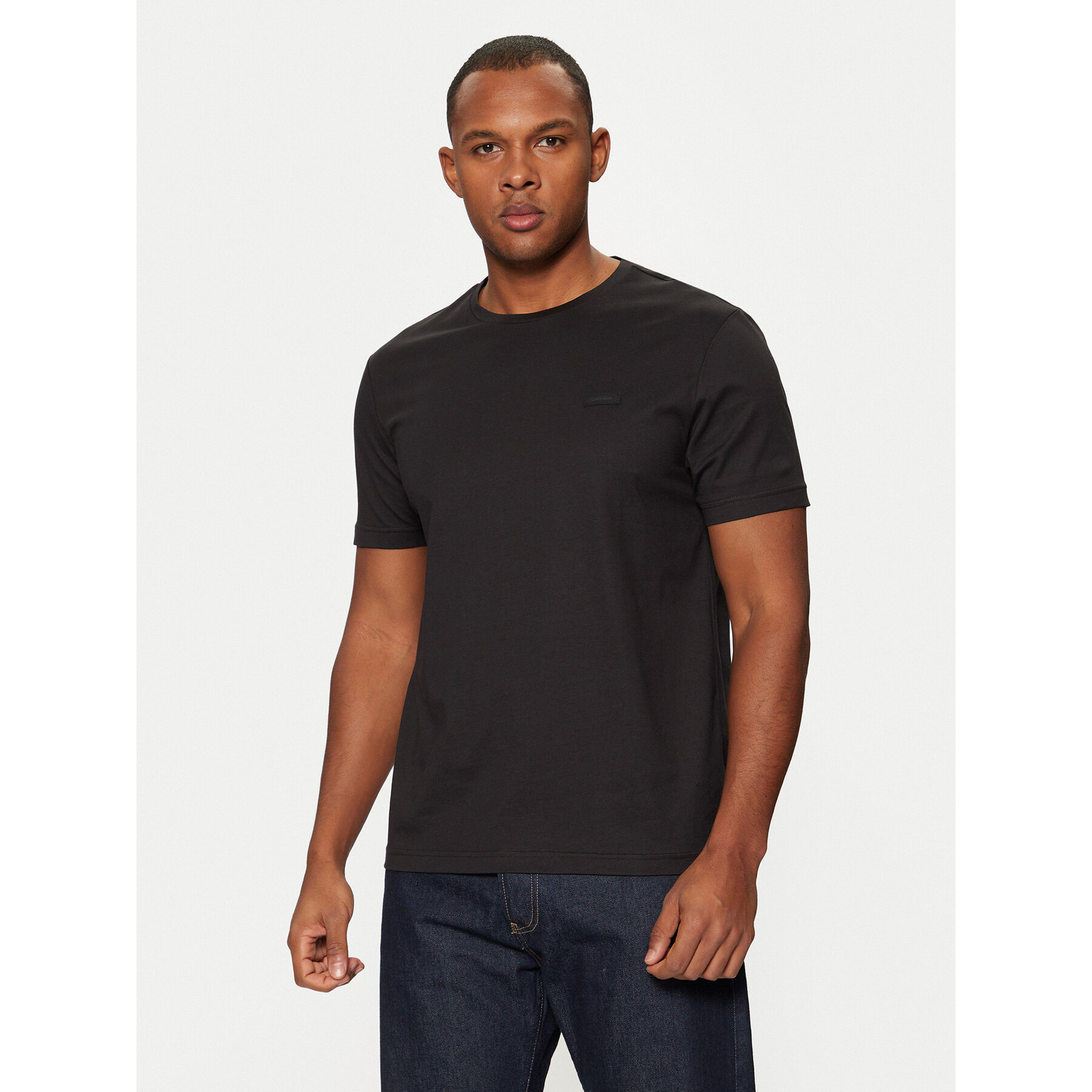 Calvin Klein Póló Smooth Cotton T-Shirt K10K112229 Fekete Regular Fit