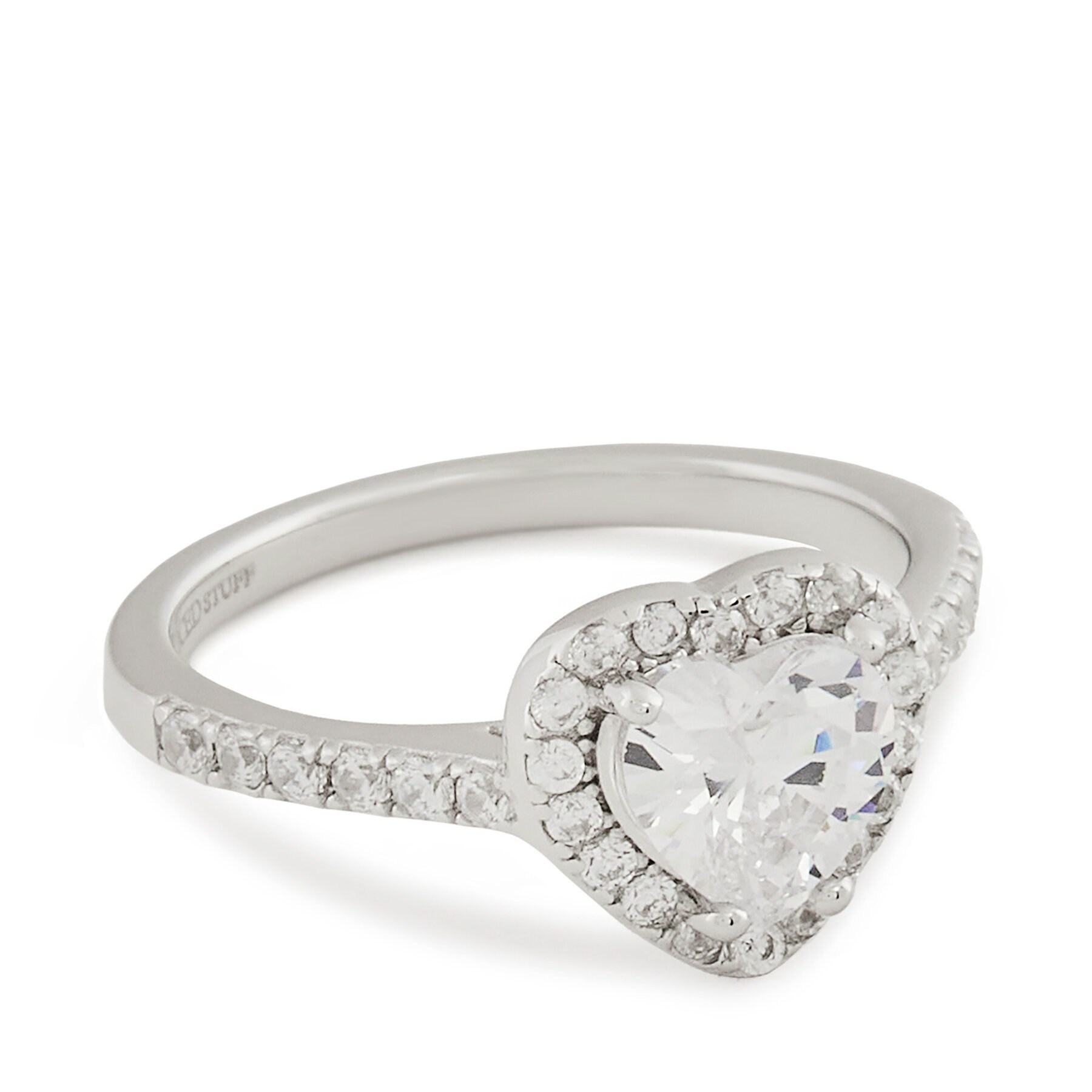 Prstan ICED STUFF Heart Gem Belo zlato