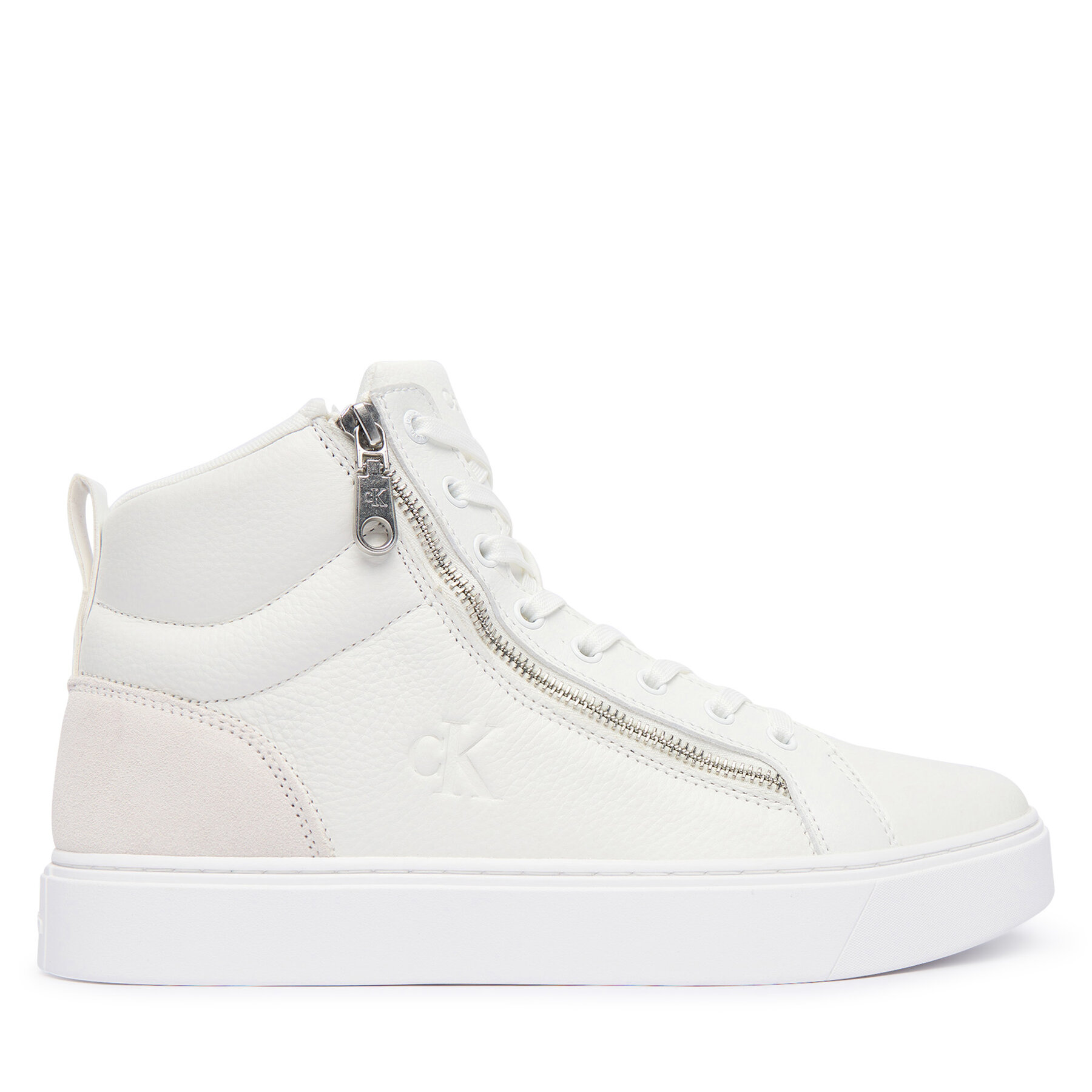 Sneakersy Calvin Klein Classic Cup Mid Laceup Zip Lth YM0YM01428 Biela