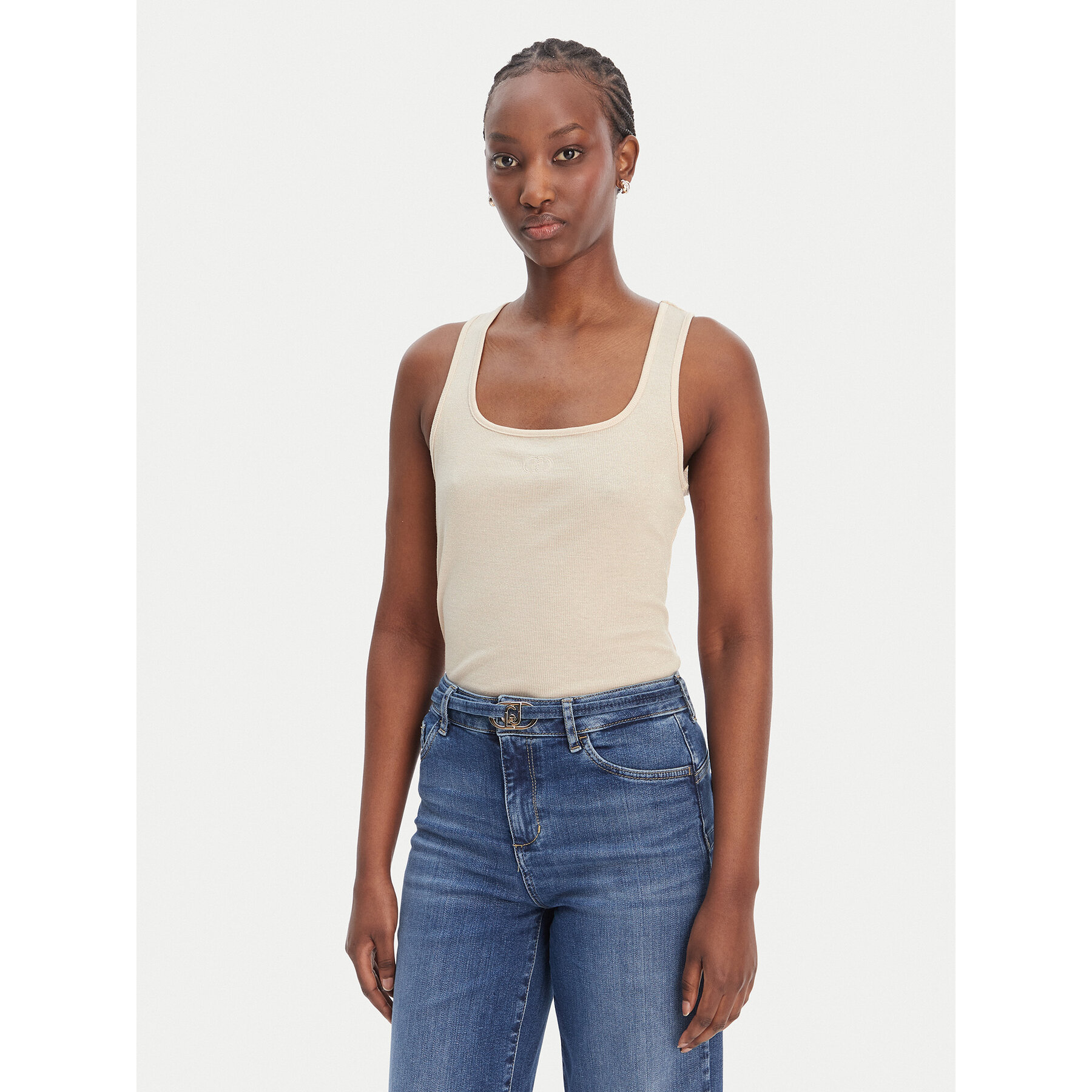Liu Jo Sport Top TA6173 J3845 Écru Regular Fit