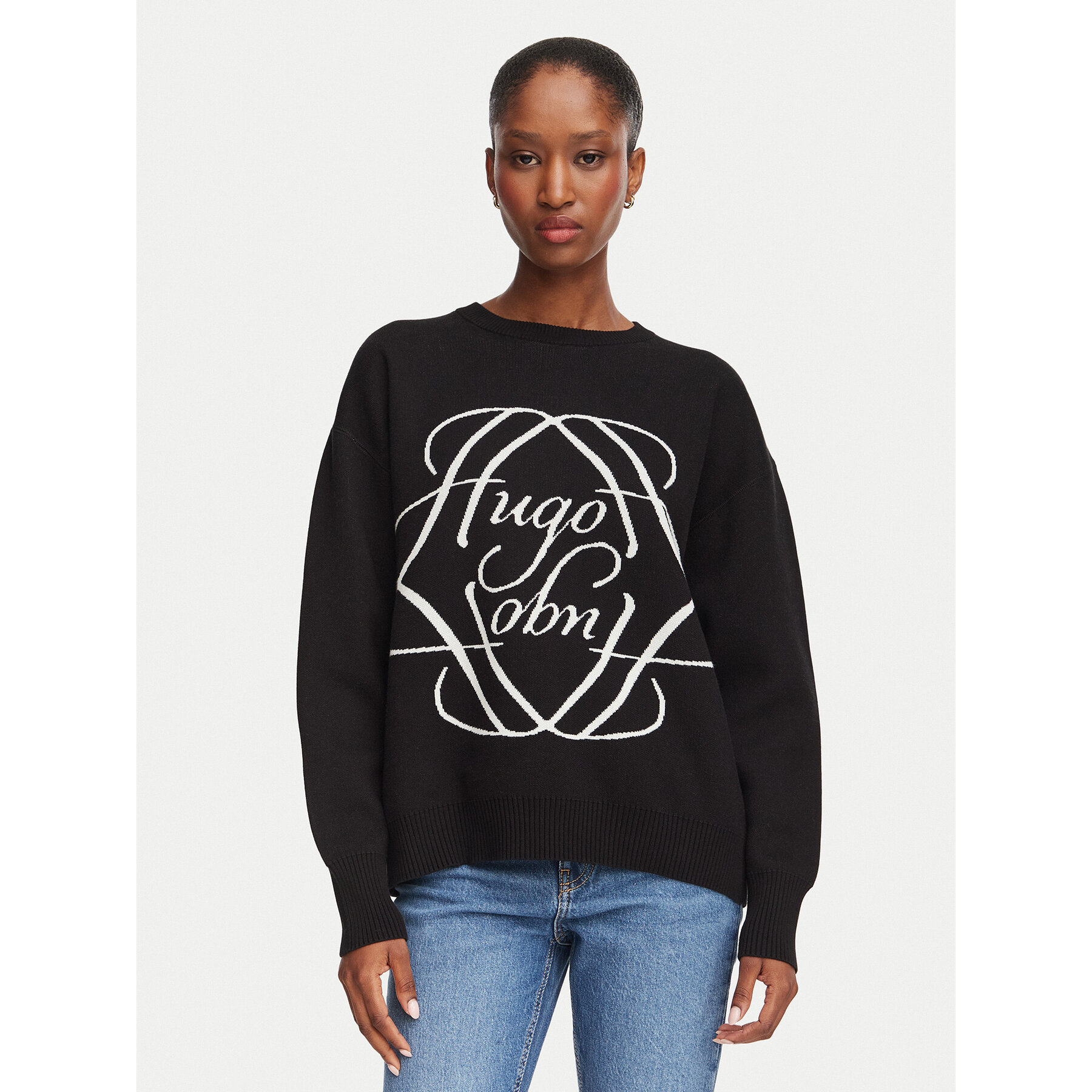 HUGO Pullover Siennale 50562692 Schwarz Oversize