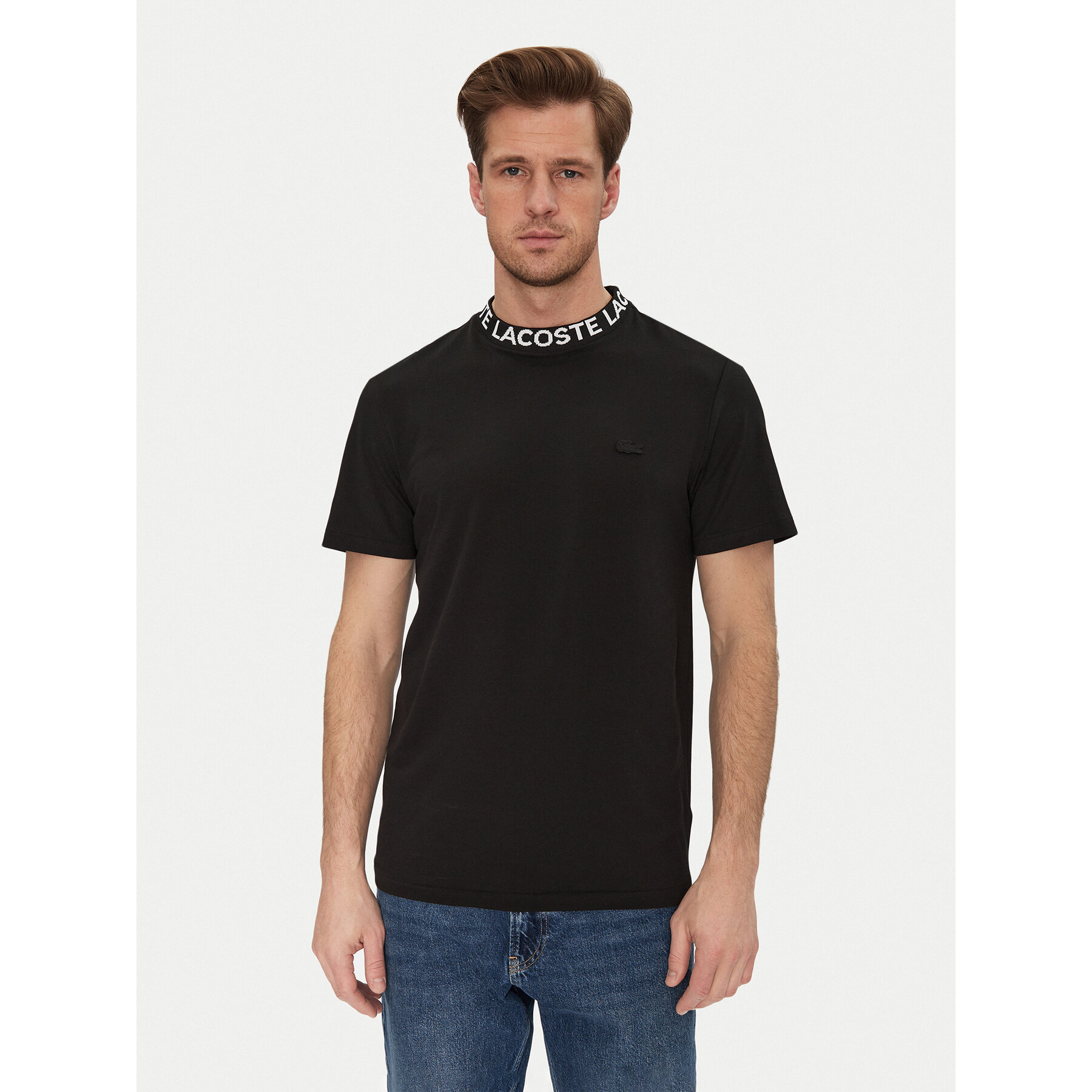 Lacoste T-shirt TH9582 Nero Regular Fit, Taglia 7, taglia : 7