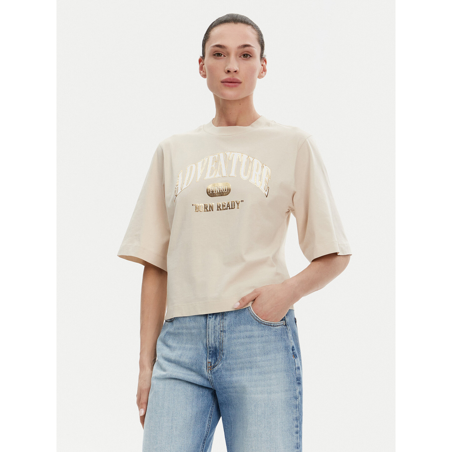 PINKO T-Shirt Niamey 104604 A2CS Μπεζ Regular Fit