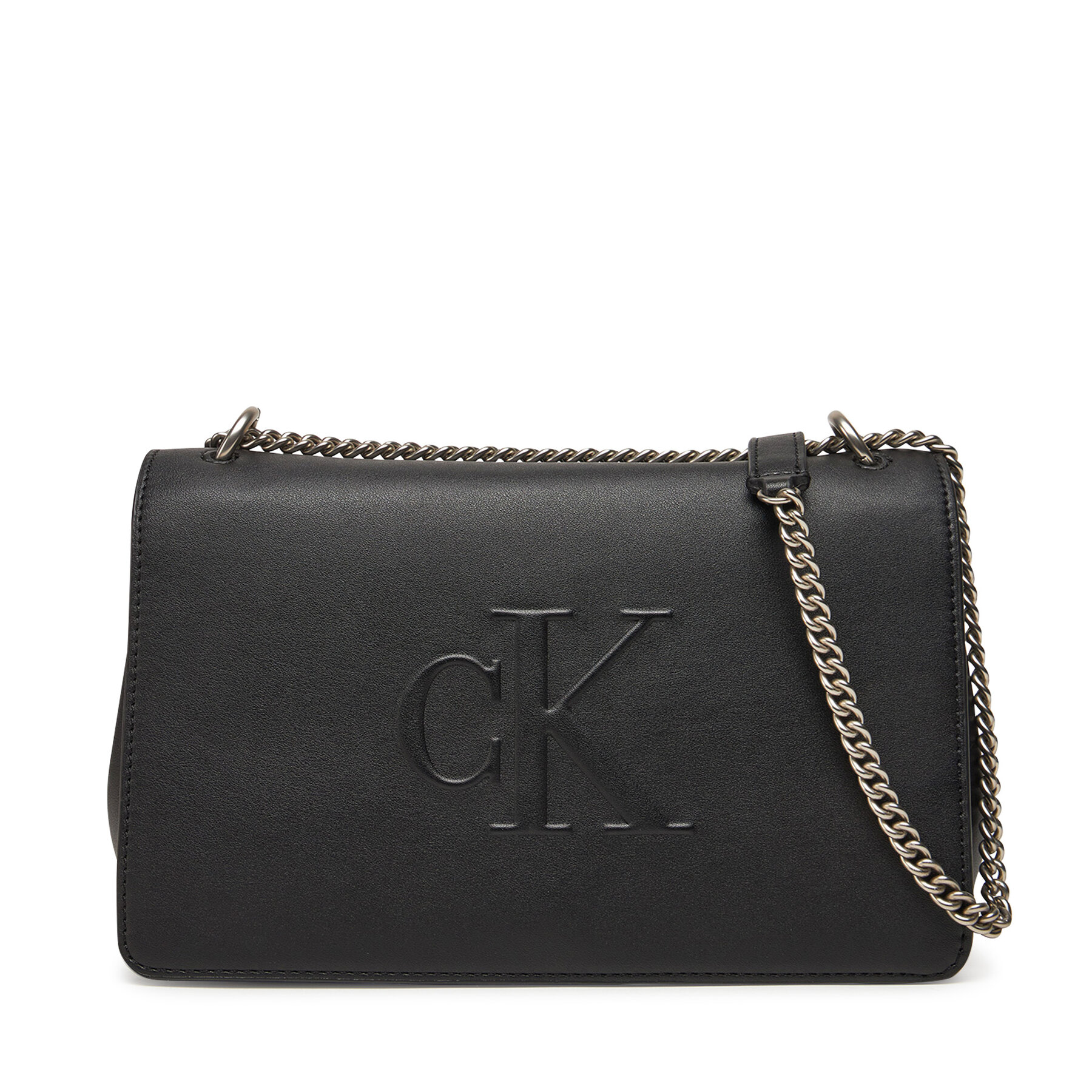 Geantă Calvin Klein Jeans Sculpted Ew Flap Conv Chain LV04K3035G Negru