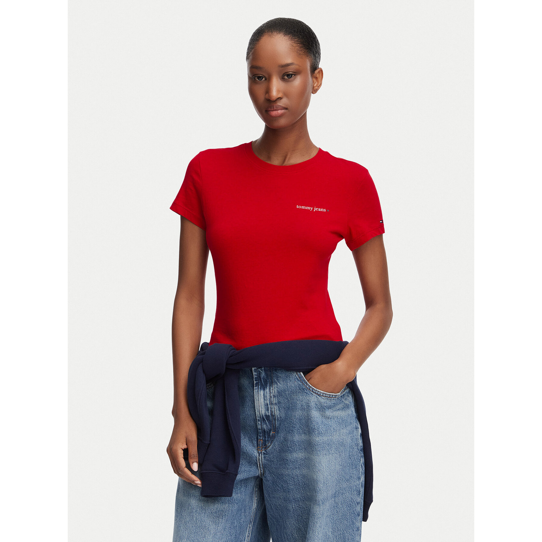 Tommy Jeans T-Shirt Ess Logo DW0DW23479 Dunkelrot Slim Fit