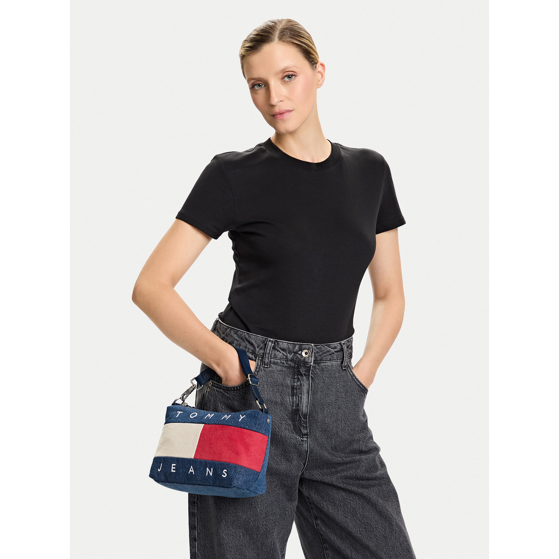 Táska Tommy Jeans Tjw Archive Denim Shoulder Bag AW0AW18213 Kék