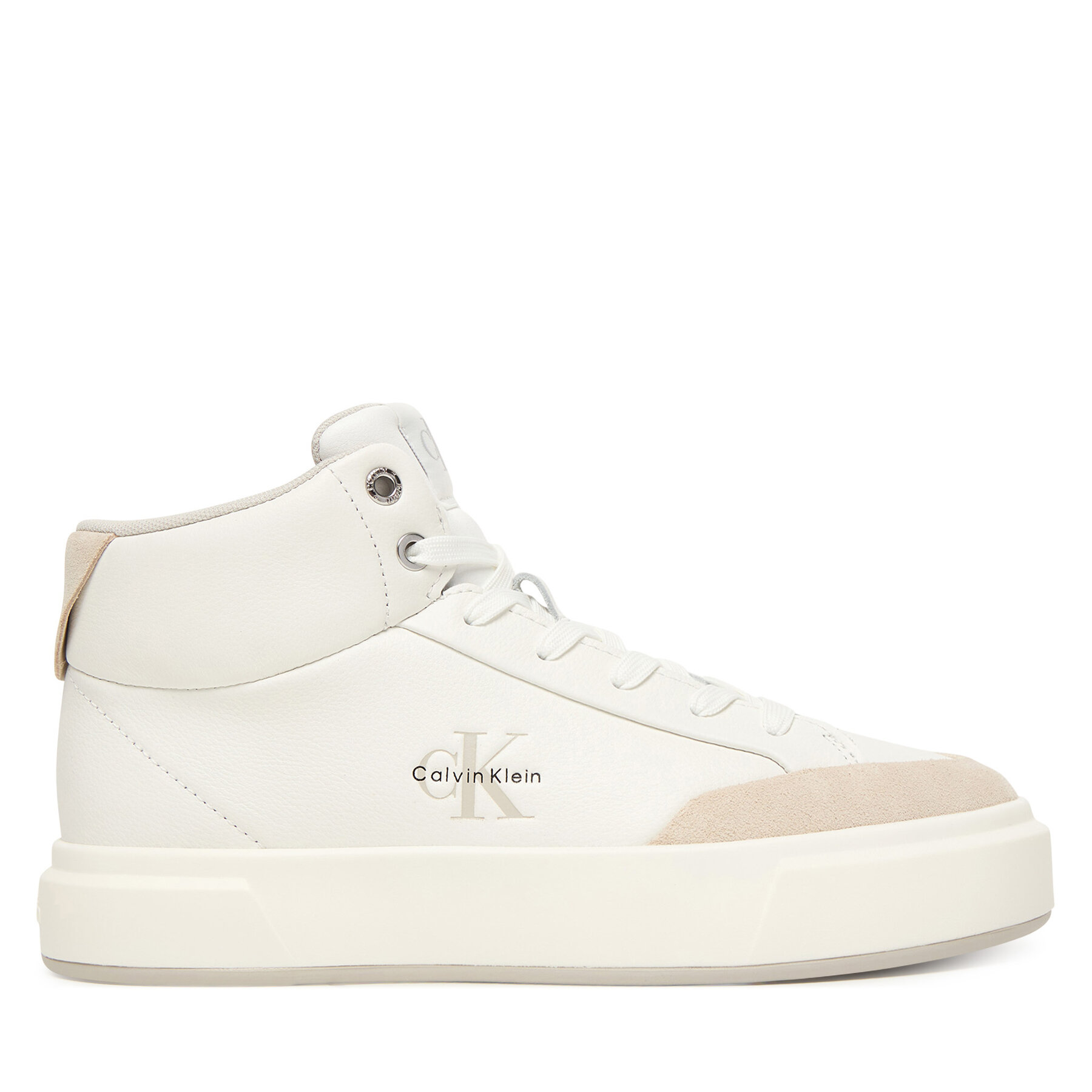 Sneakersy Calvin Klein Basket Cups High Laceup Lth Mix YW0YW02024 Biela
