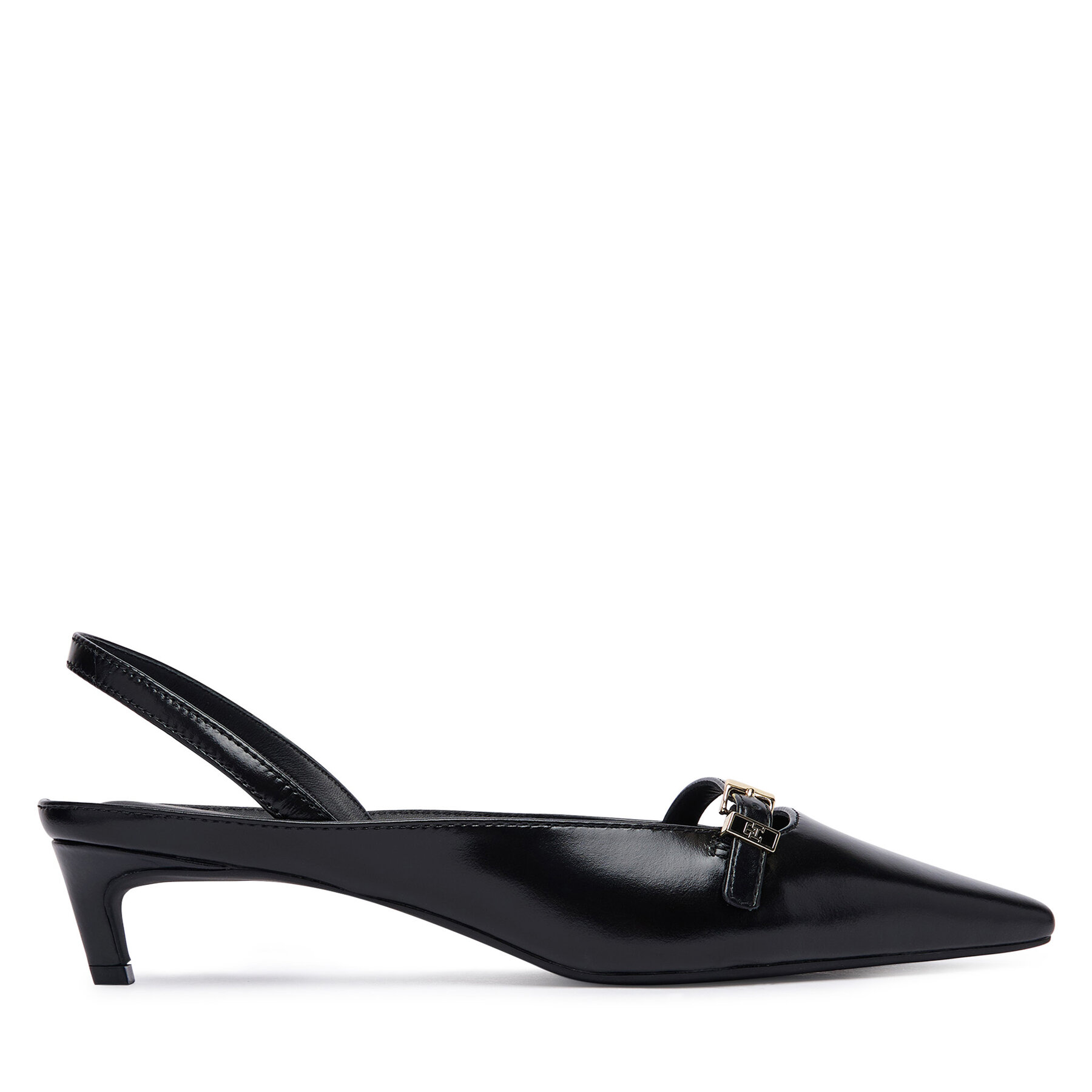 Lodičky Tommy Hilfiger Th Buckle Kitten Slingback Pump FW0FW09384 Čierna