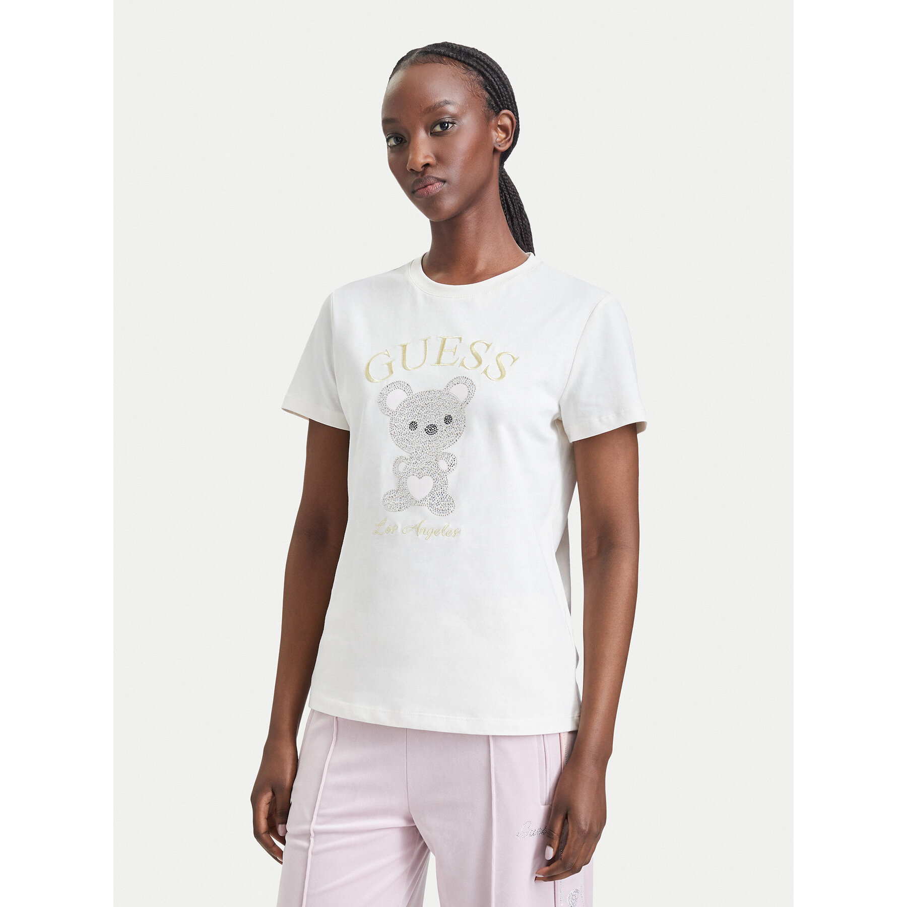 Guess T-Shirt V6BI28 K9360 Creme Regular Fit