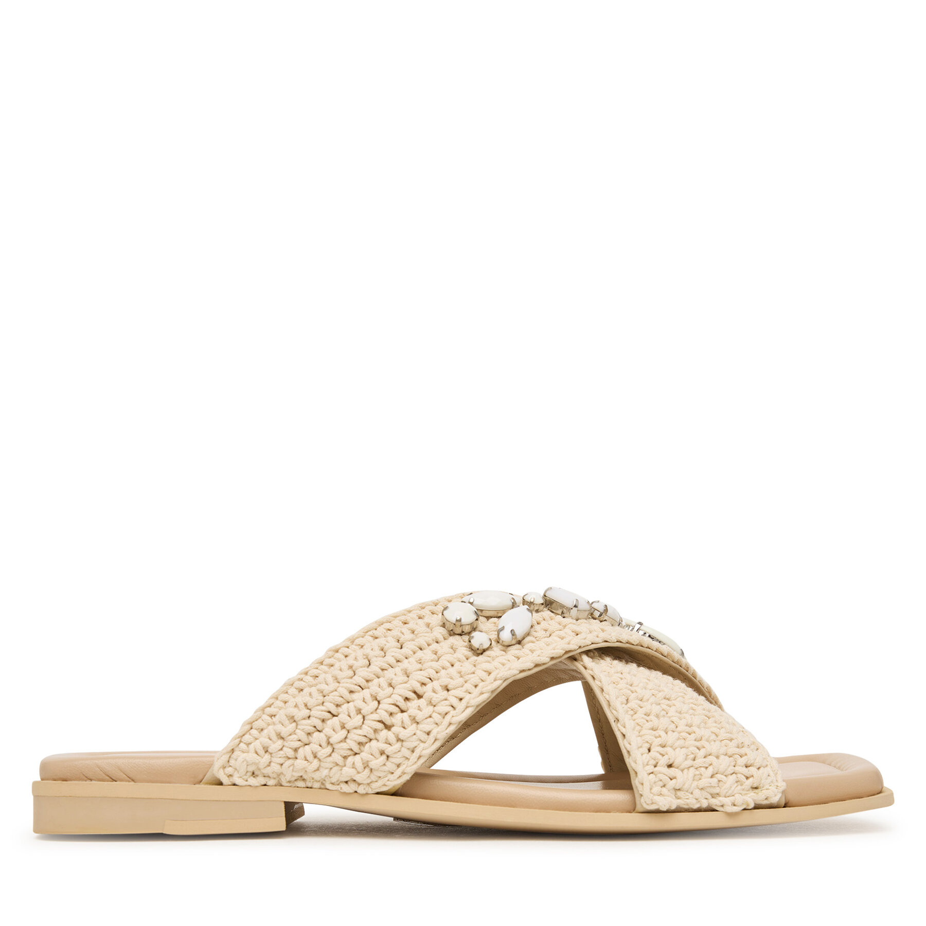 Inuikii Mujer Chanclas, Talla : 39, Beige claro, Woven Crossed Stones 1004.003.0611