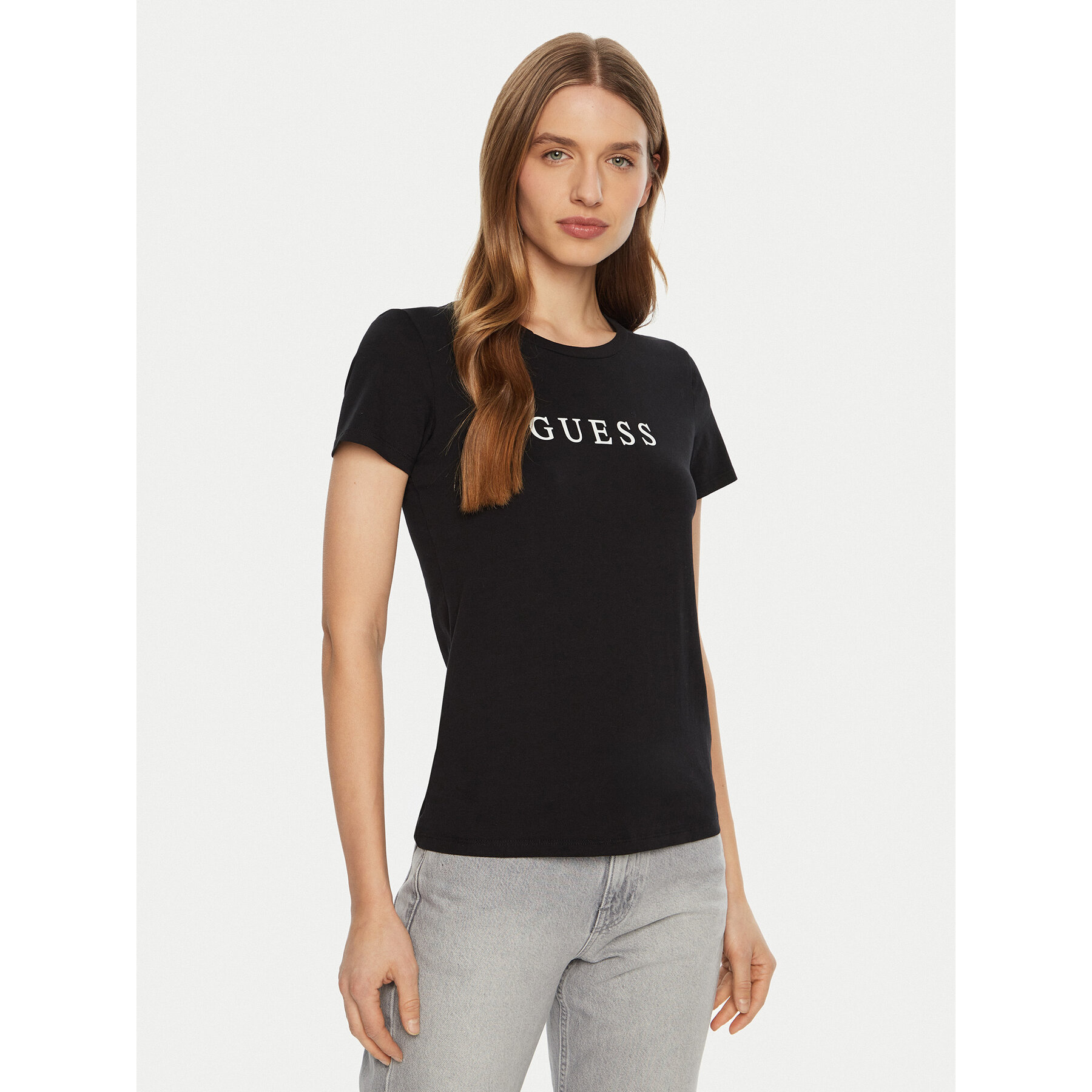 Guess Majica O5RI01 KBBU1 Črna Slim Fit