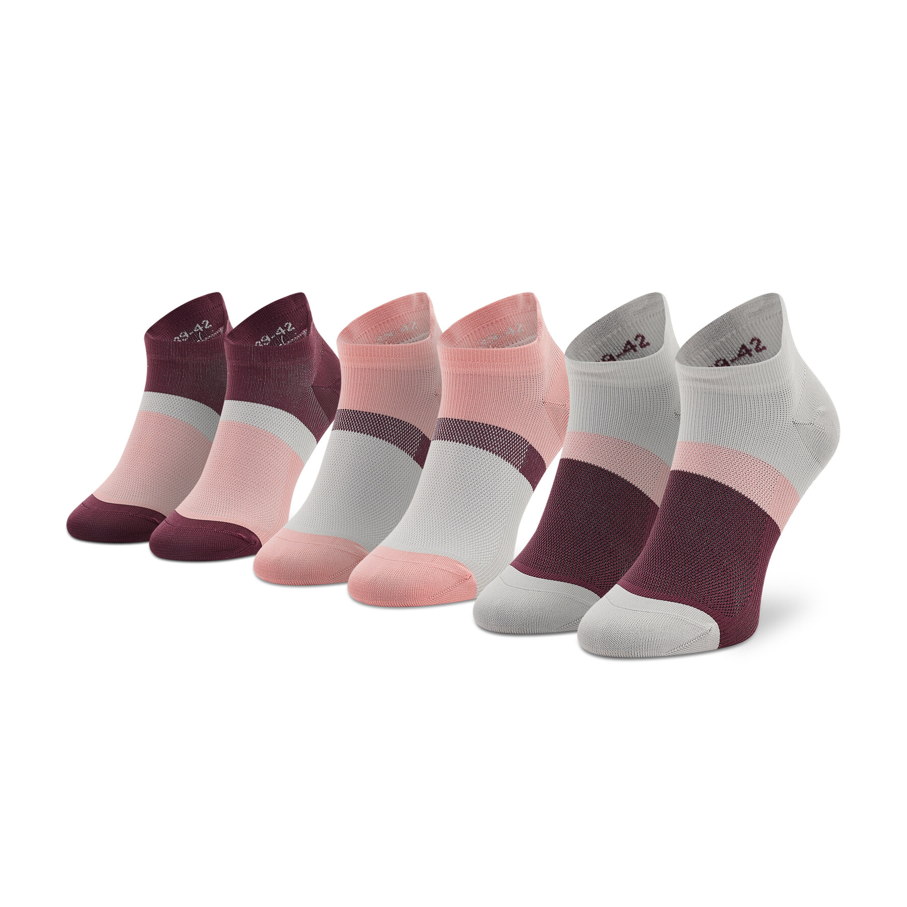 3 pares de calcetines cortos unisex Asics Color Block Ankle 3033B560 Rosa