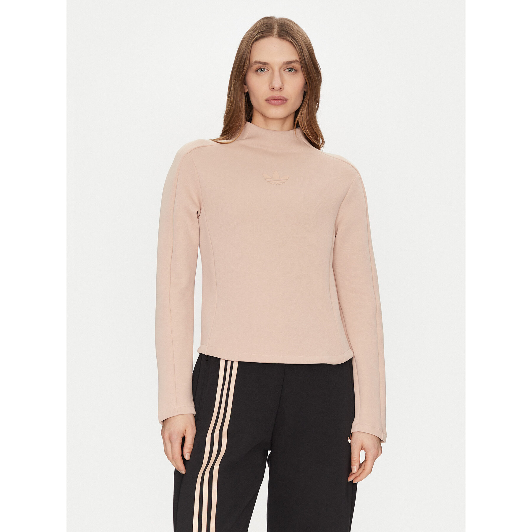 adidas Bluse Structured Interlock JJ0938 Beige Slim Fit
