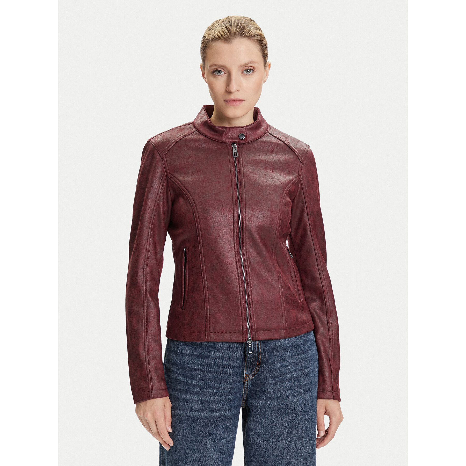 Desigual Jacke aus Kunstleder Basic 25WWEW43 Dunkelrot Regular Fit