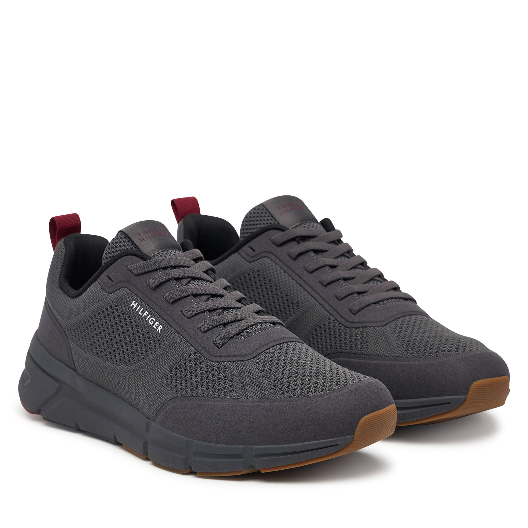 Sneakersy Tommy Hilfiger Light Knitted Hilfiger Runner FM0FM06010 Sivá