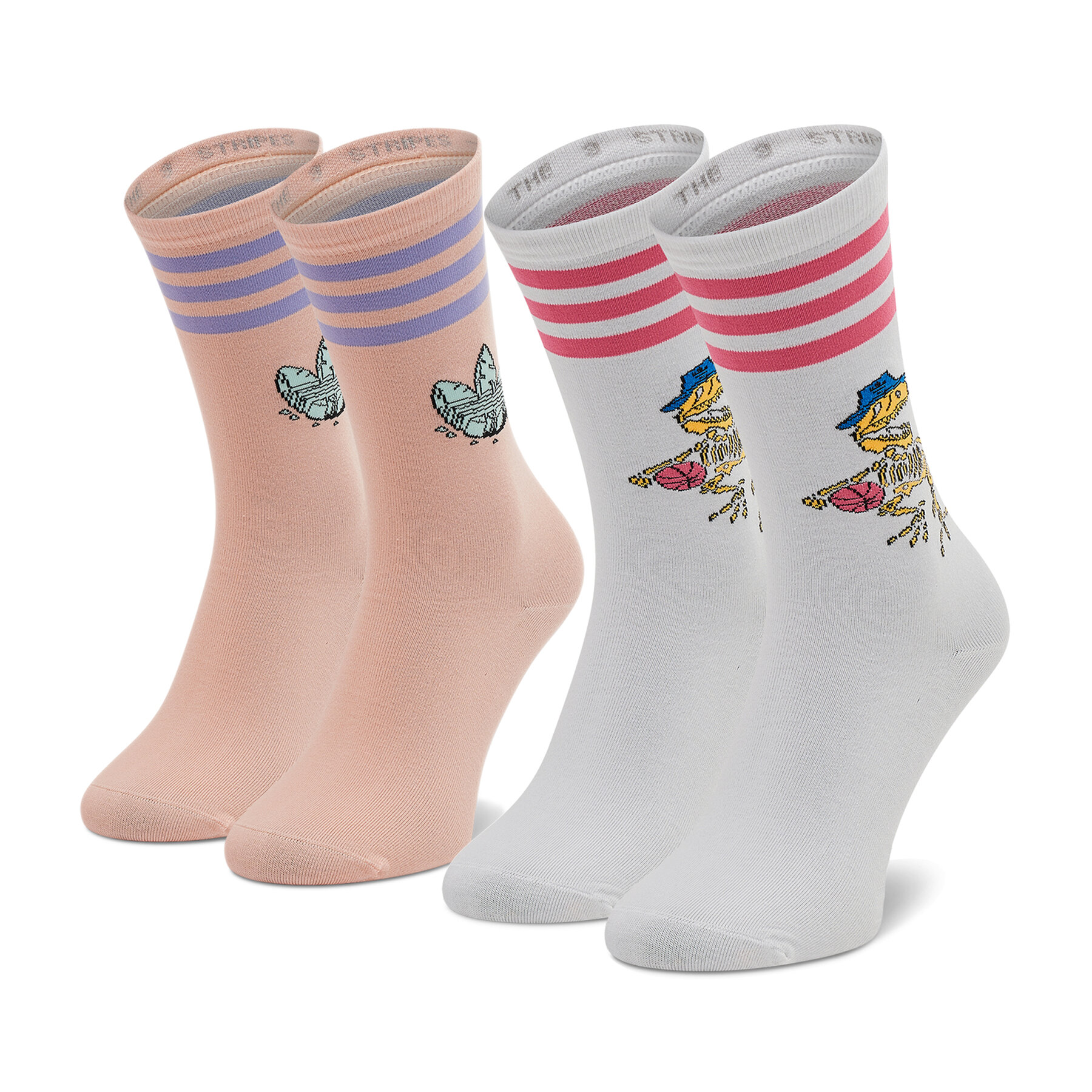 Lot de 2 paires de chaussettes hautes unisexe adidas Fun Graphic 2pp H32423 Blanc