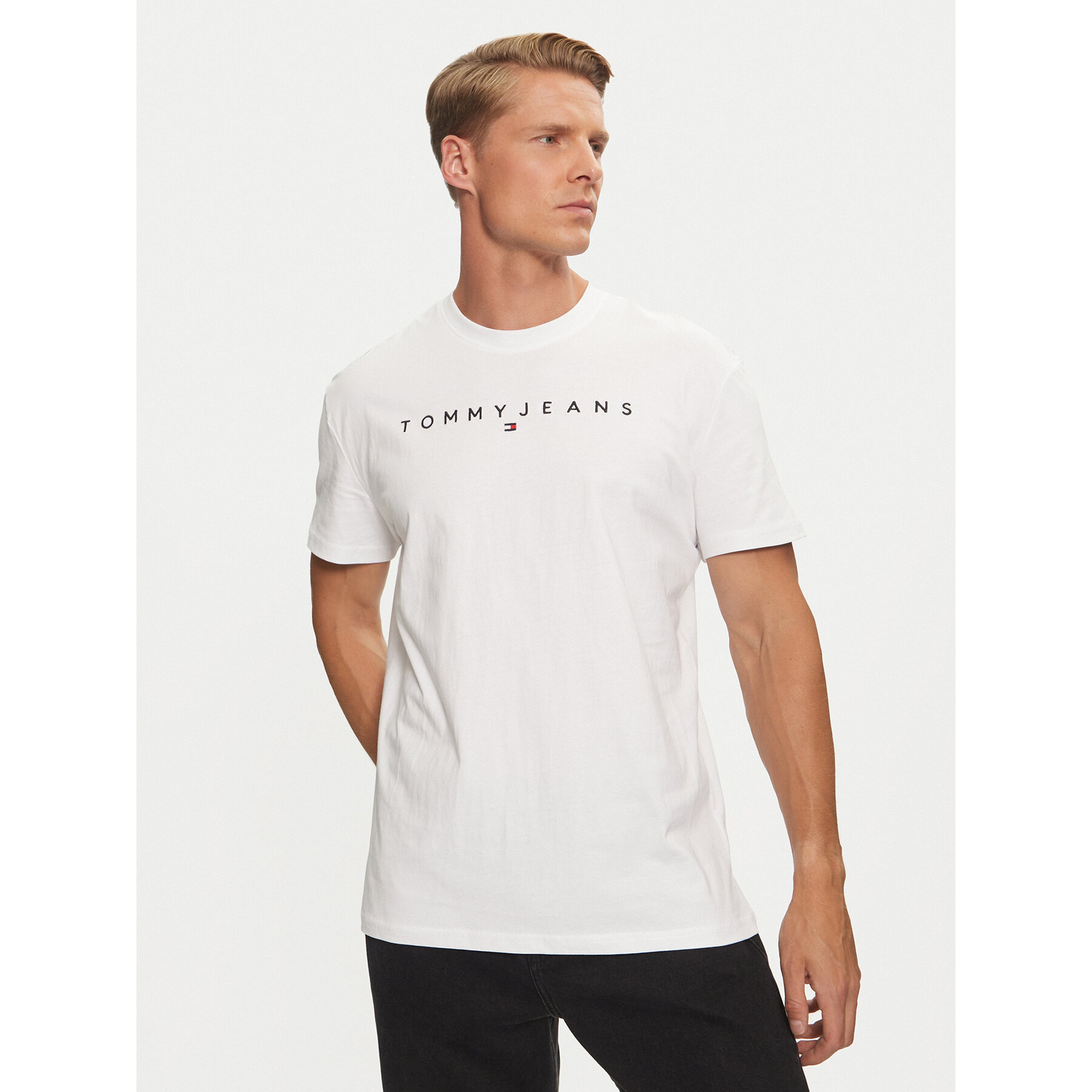 Tommy Jeans Póló Linear Logo DM0DM20744 Fehér Regular Fit