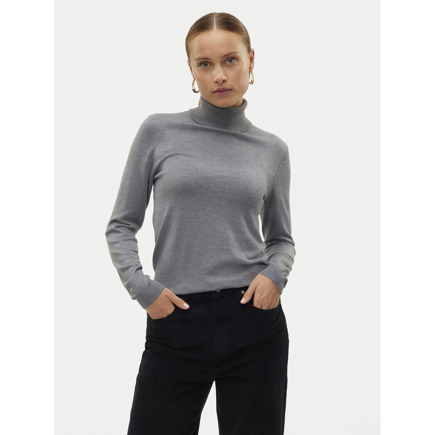 Vero Moda Rollkragenpullover Iris 10320450 Grau Slim Fit