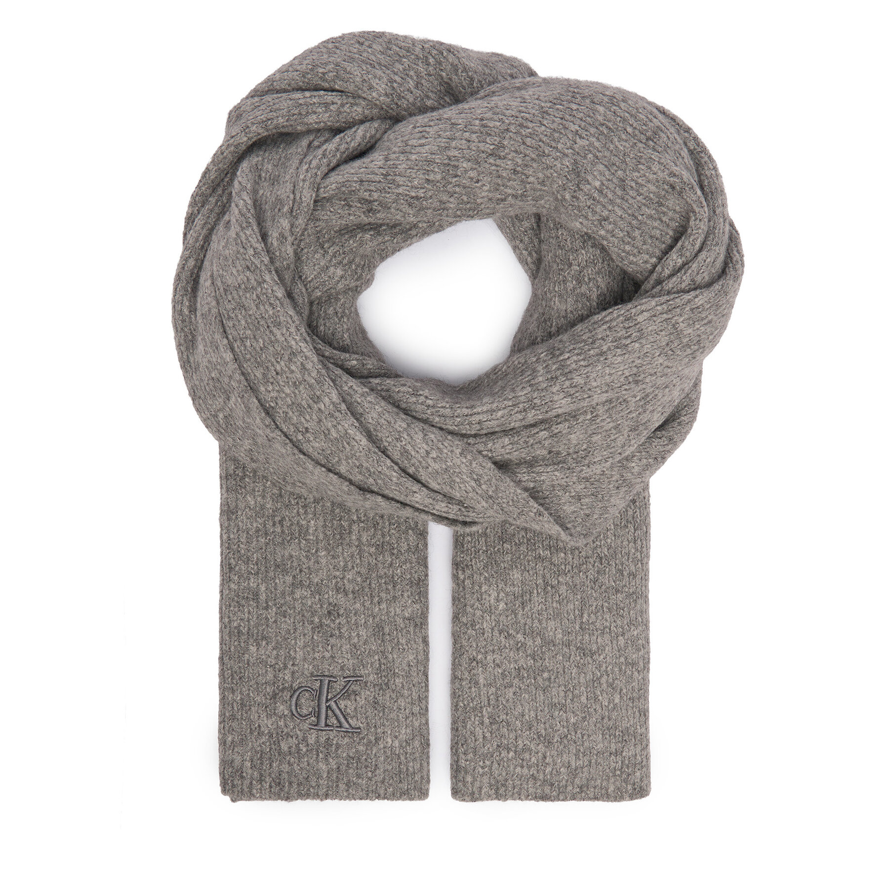 Зимен шал Calvin Klein Thick Embroidery K60K612664 Сив