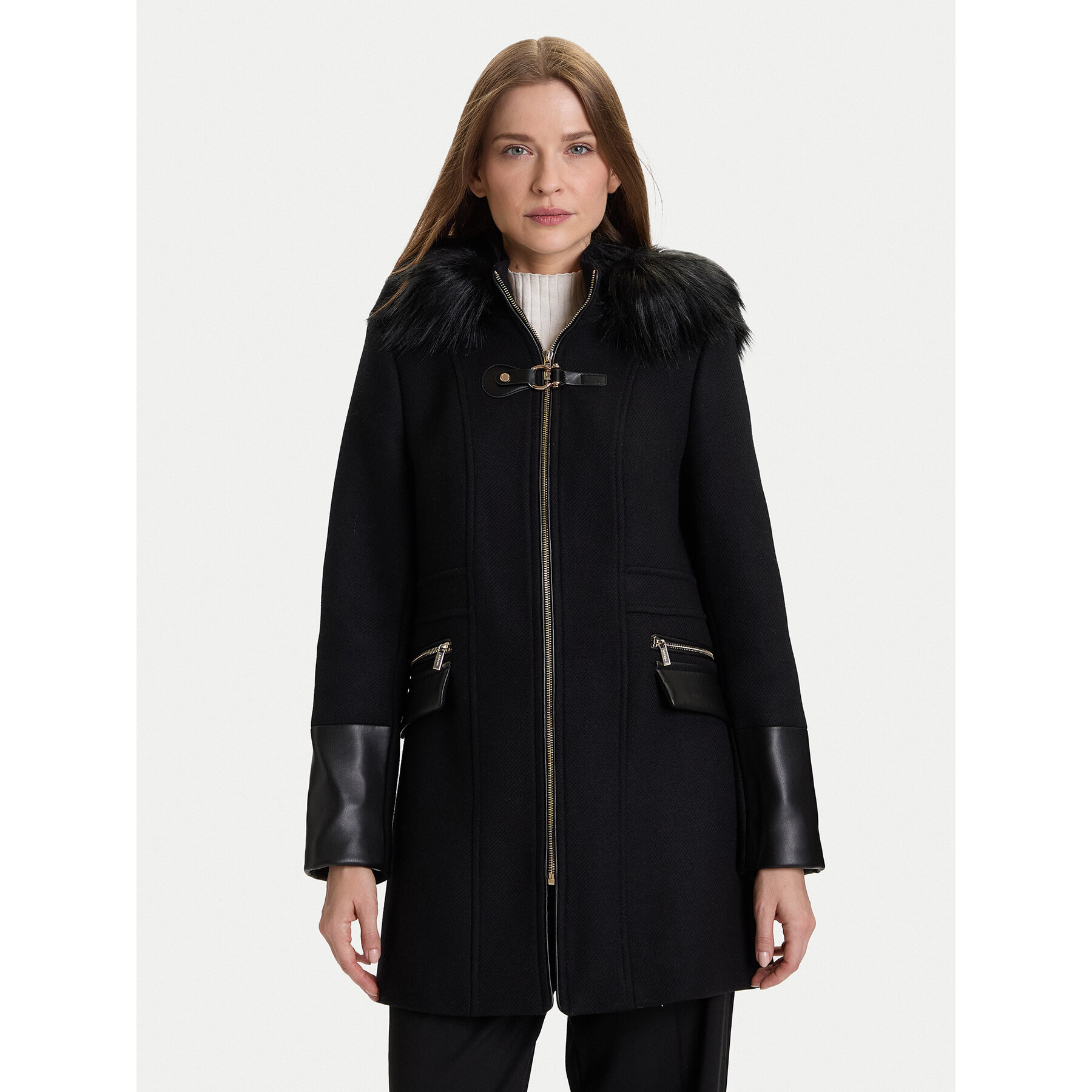 Morgan Wollmantel 222-GSIBIL Schwarz Regular Fit
