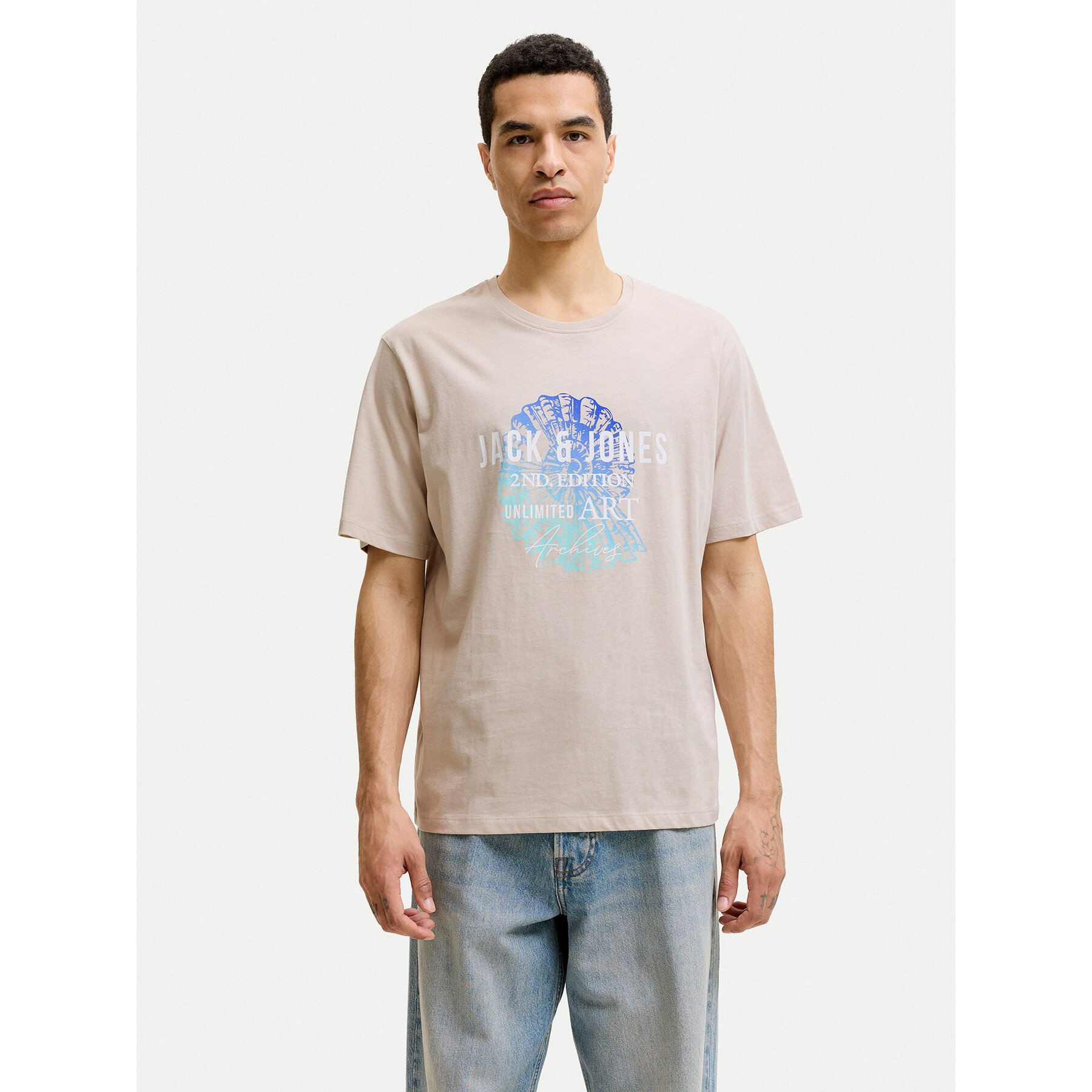 Jack & Jones T-shirt Gradient Print 12288094 Svijetlo bež Regular Fit