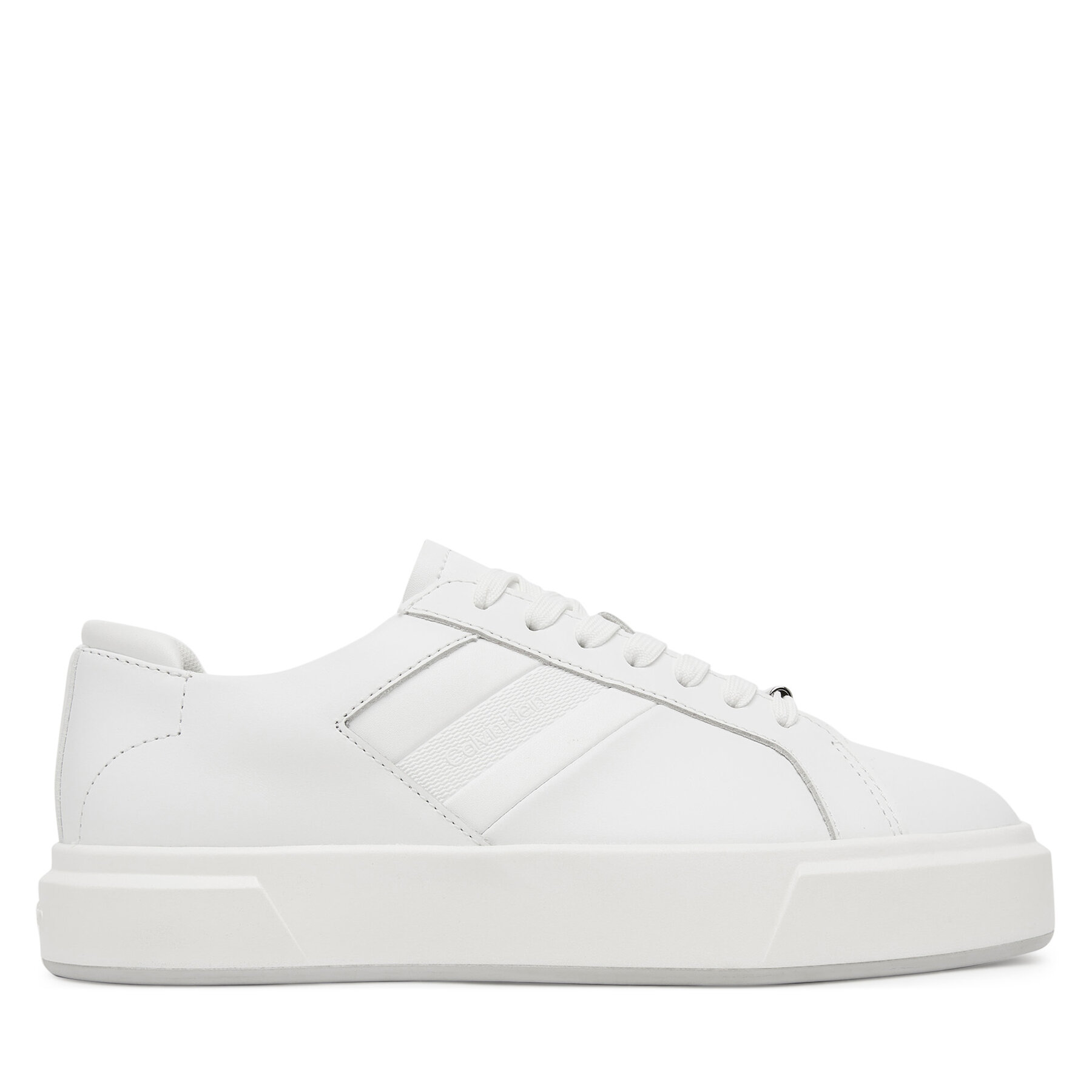 Sneakersy Calvin Klein Basket Cups Lace Up Logo Tape YW0YW02007 Biela