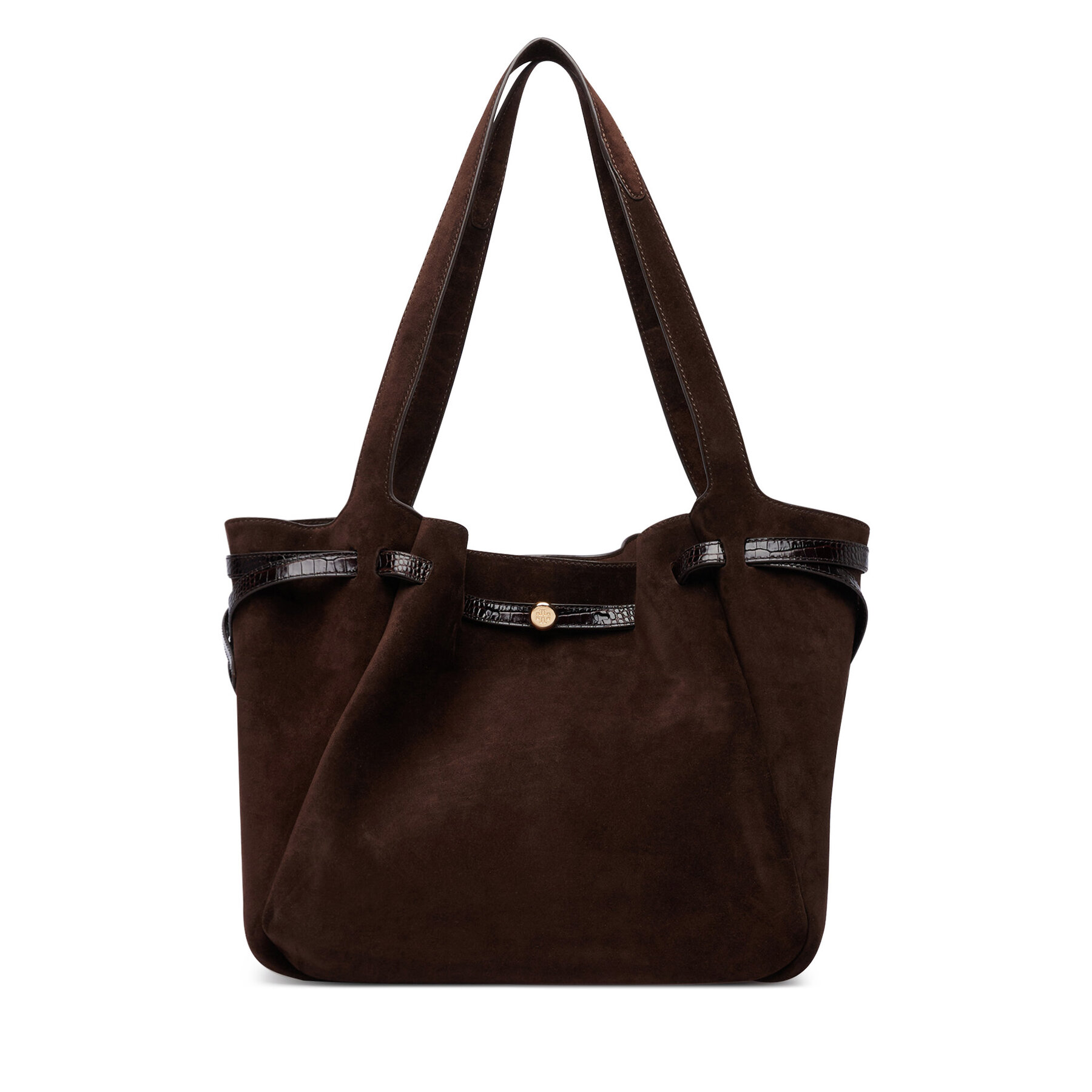 Torbica Tory Burch Romy Suede Tote 186348 Smeđa