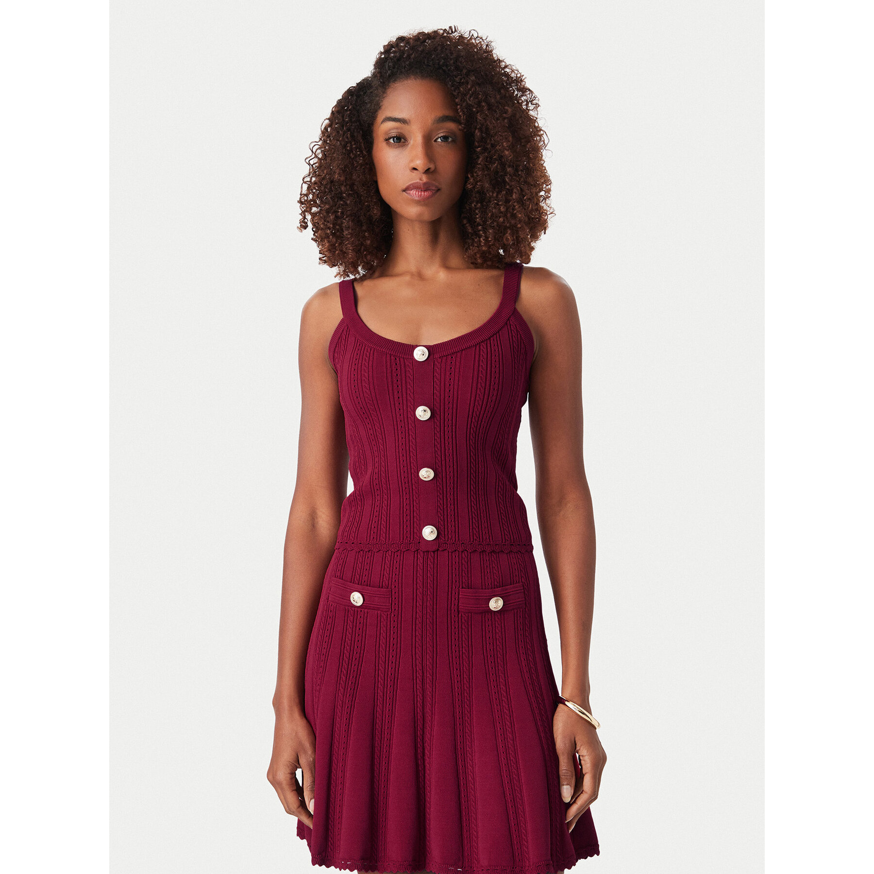 Guess Top W6YR25 Z0972 Bordo rdeča Slim Fit