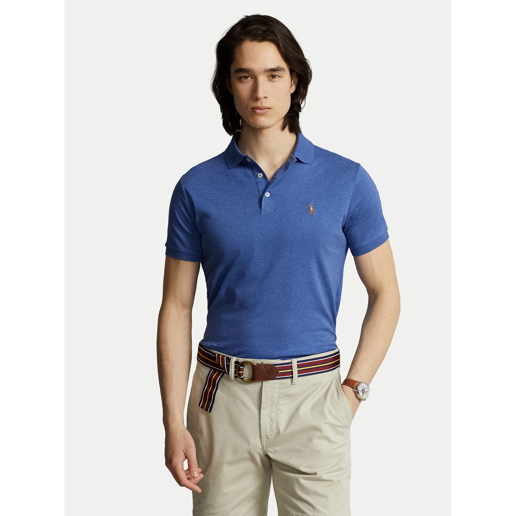 Polo Ralph Lauren Polo majica 710713130008 Modra Custom Slim Fit