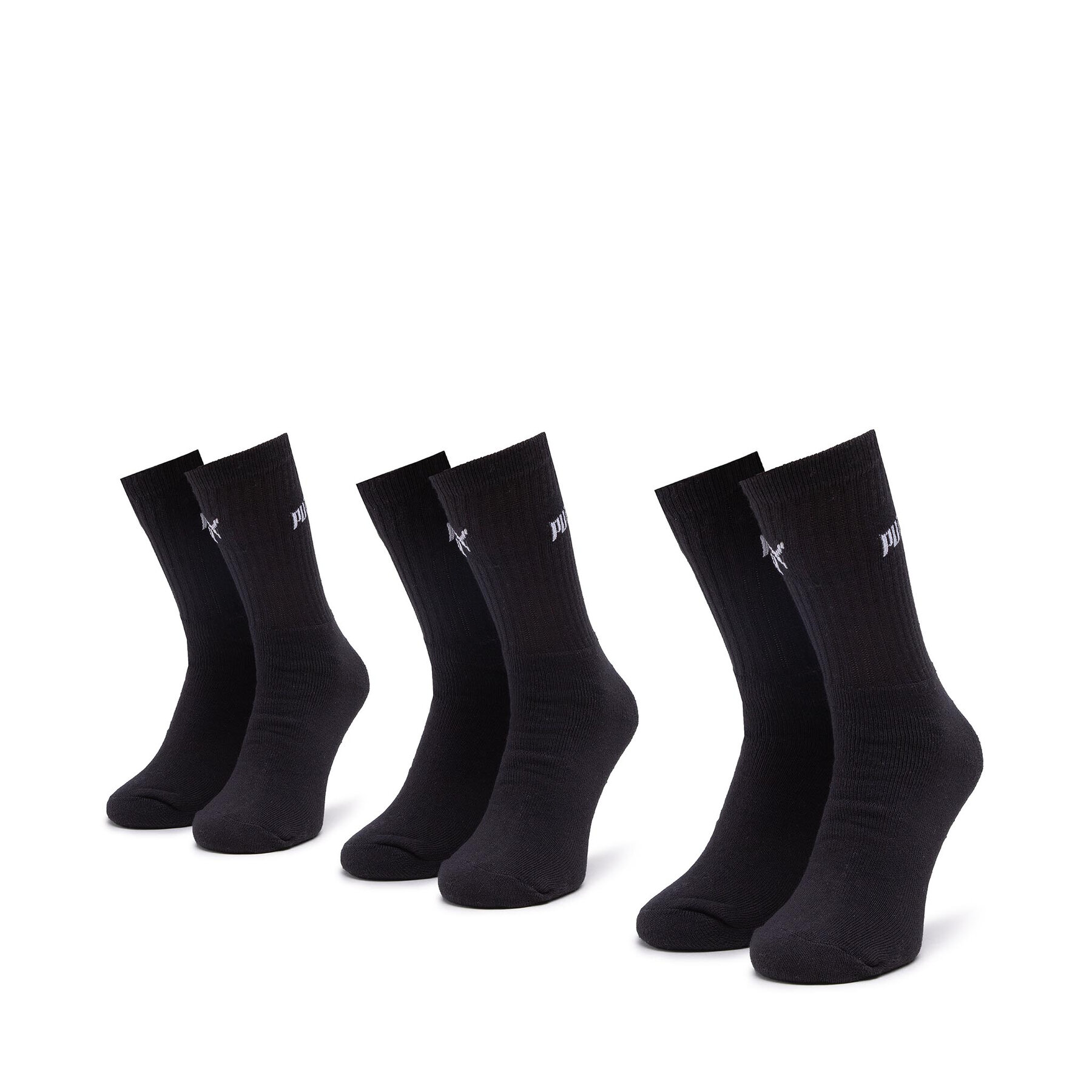 Σετ 3 ζευγάρια ψηλές κάλτσες γυναικείες Puma 90793401 r3942 Μαύρο