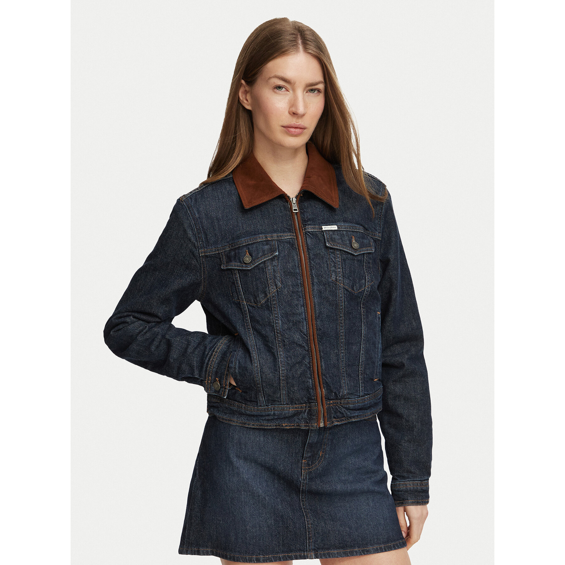 Guess Jeans Jeansjacke W6BN02 D1811 Dunkelblau Regular Fit