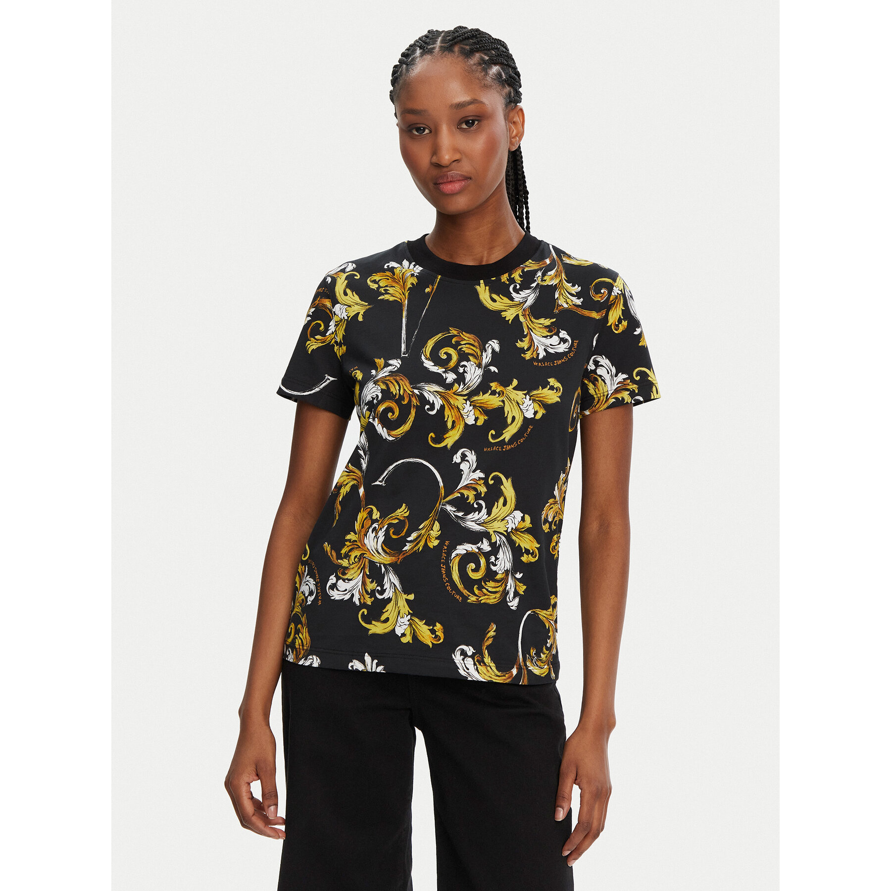 Versace Jeans Couture Póló 78HAH613 Fekete Regular Fit