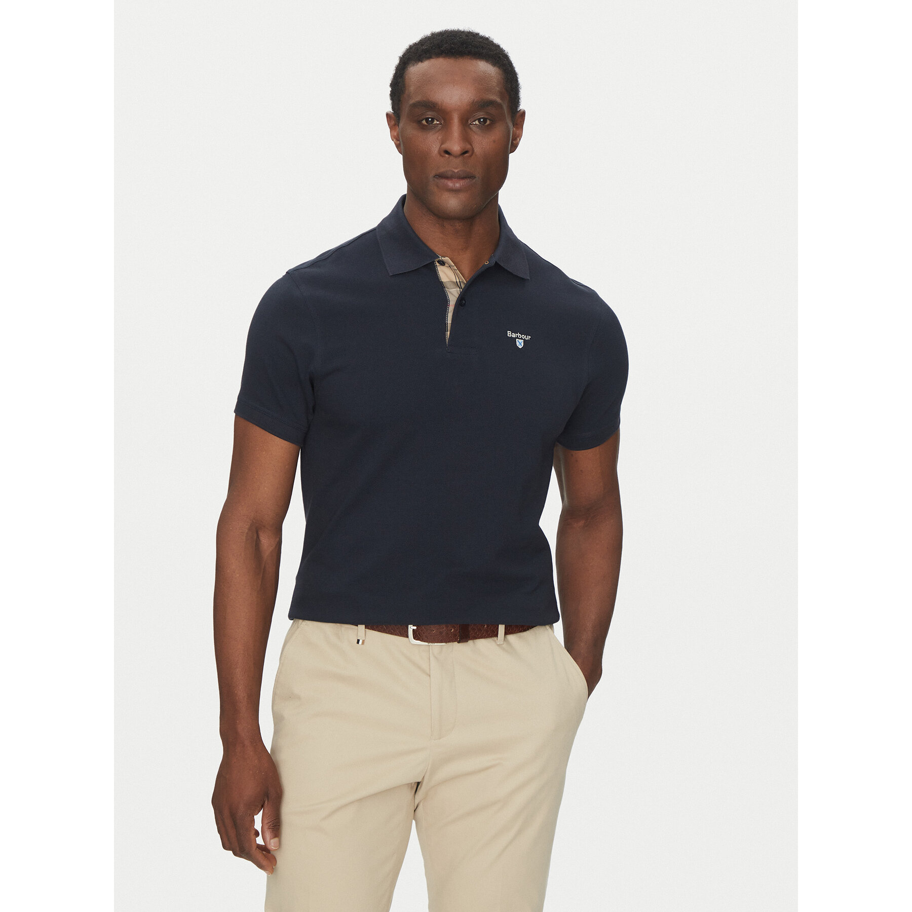Barbour Polo majica Tartan MML0012NY31 Mornarsko modra Tailored Fit