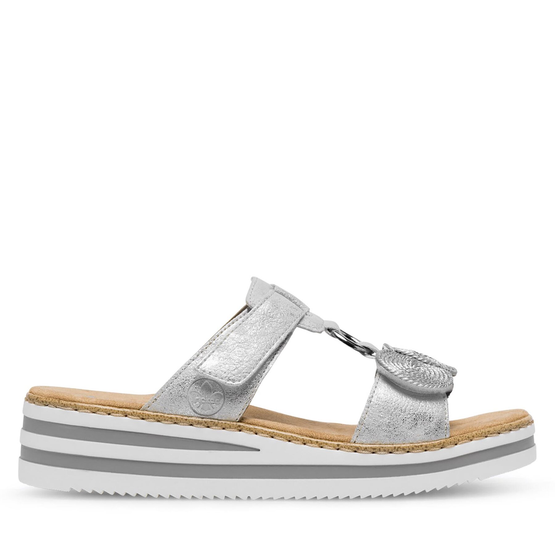 Παντόφλες Rieker V02K3-40 Ασημί