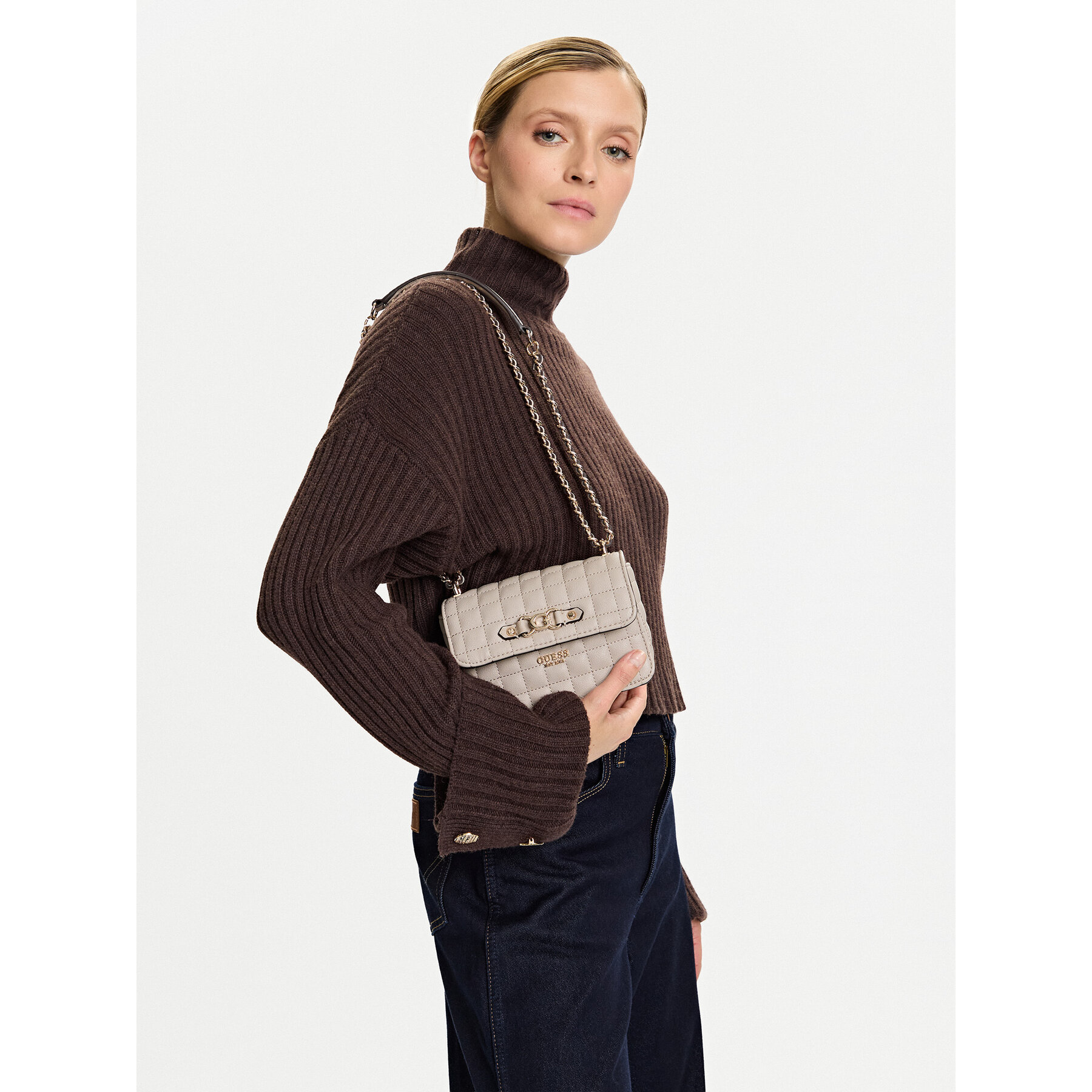 Kabelka Guess Nadira Mini HWQG84 24780 Béžová