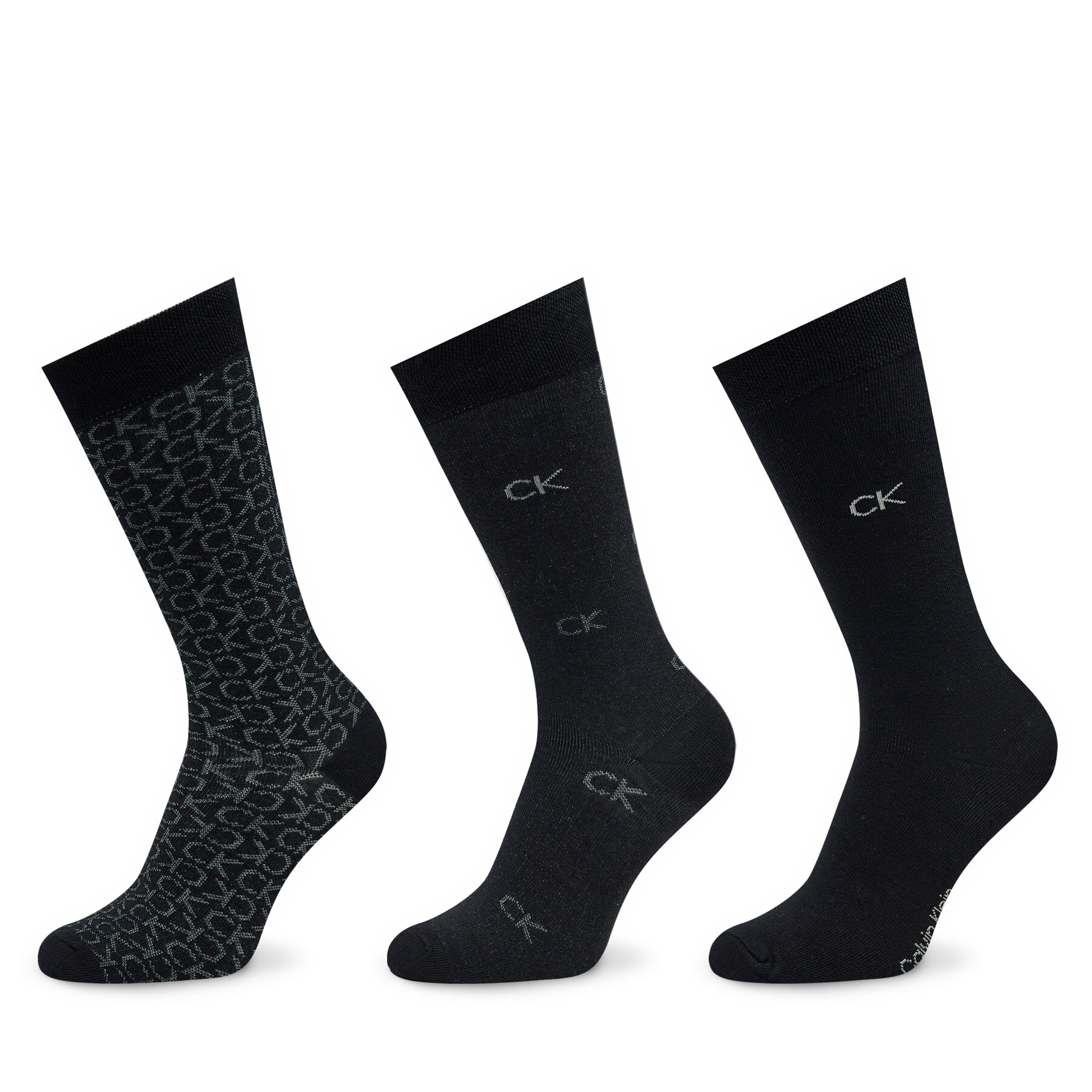 Set od 3 para muških visokih čarapa Calvin Klein 701224107 Black 001